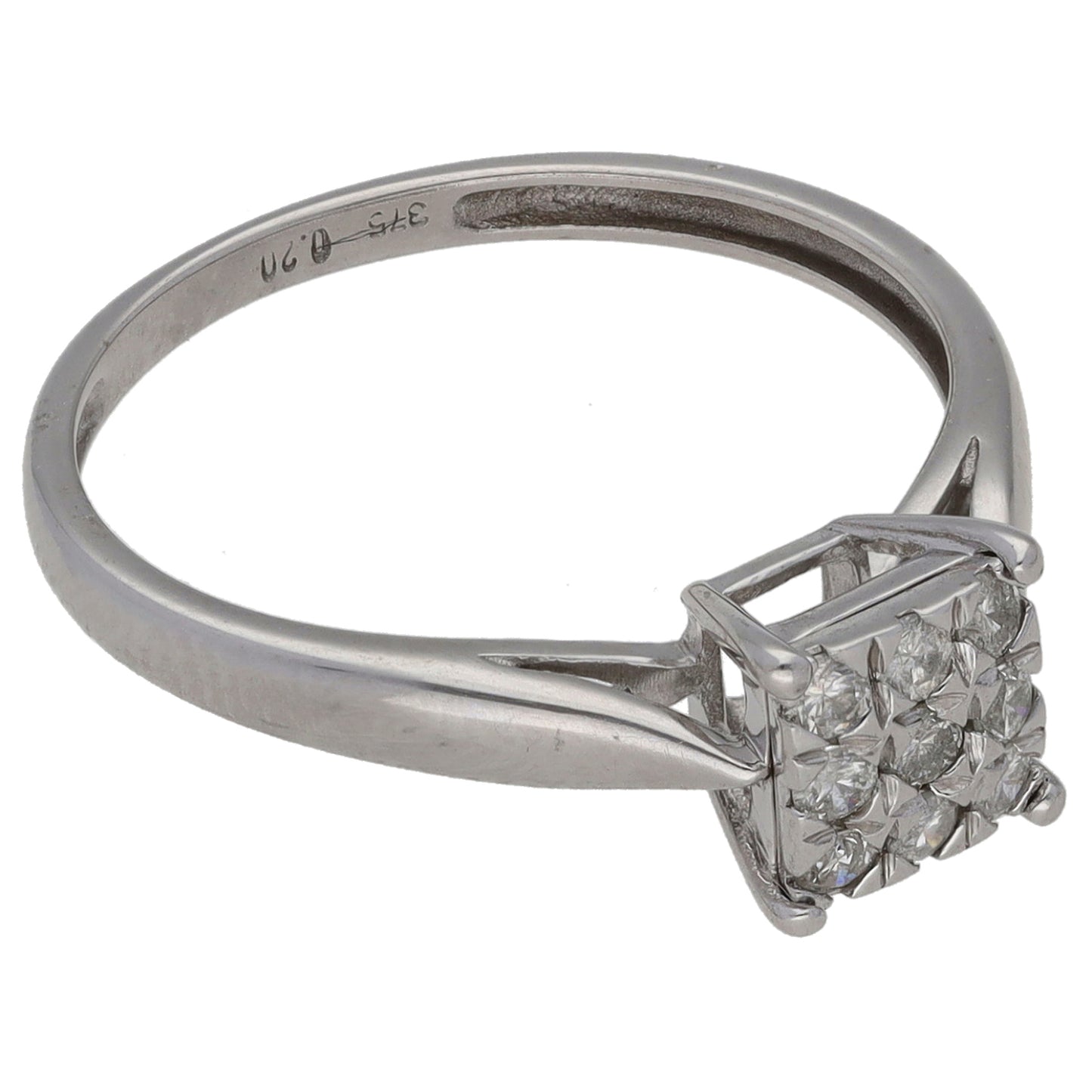 9ct White Gold 0.20ct Diamond Cluster Ring Size M