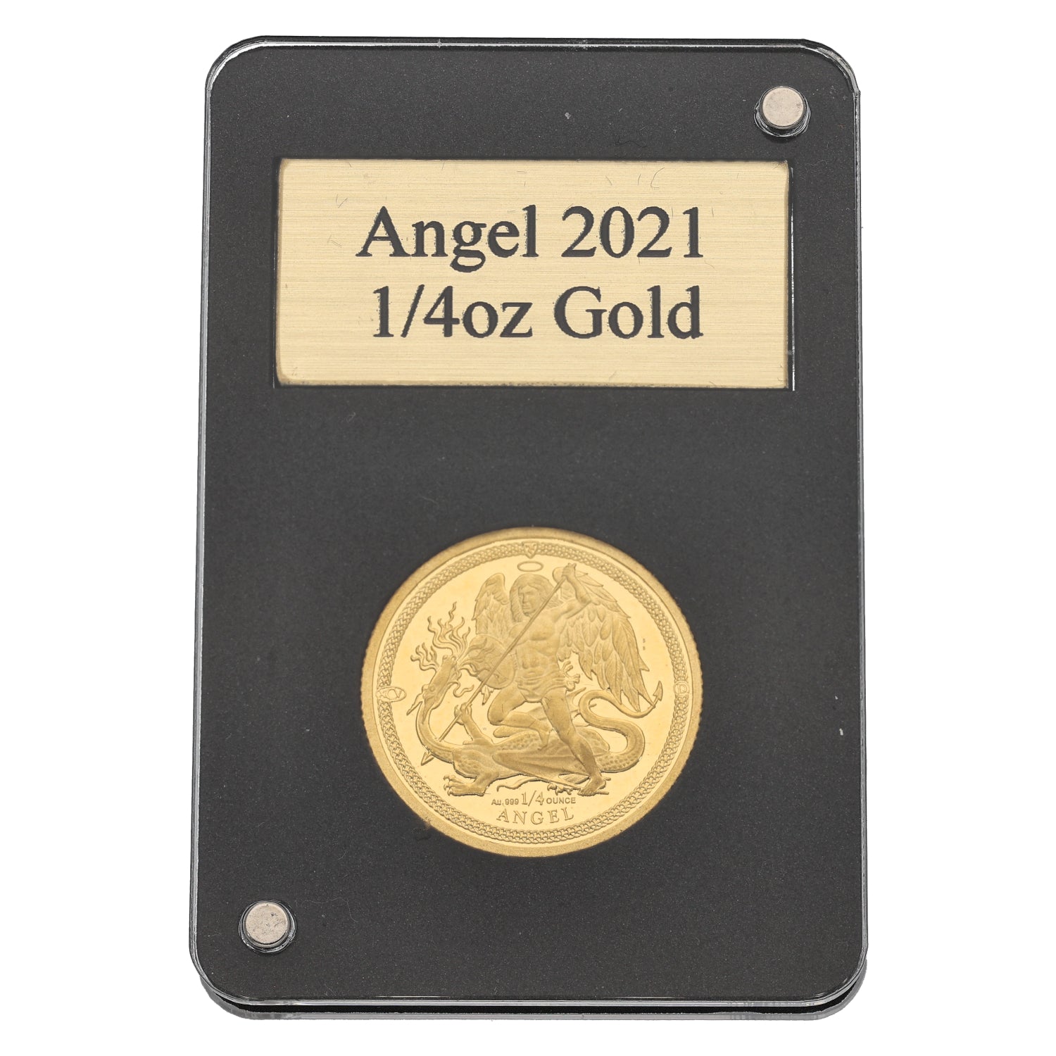 24ct Gold Queen Elizabeth II Isle Of Man 1 4 OZ Angel Coin 2021