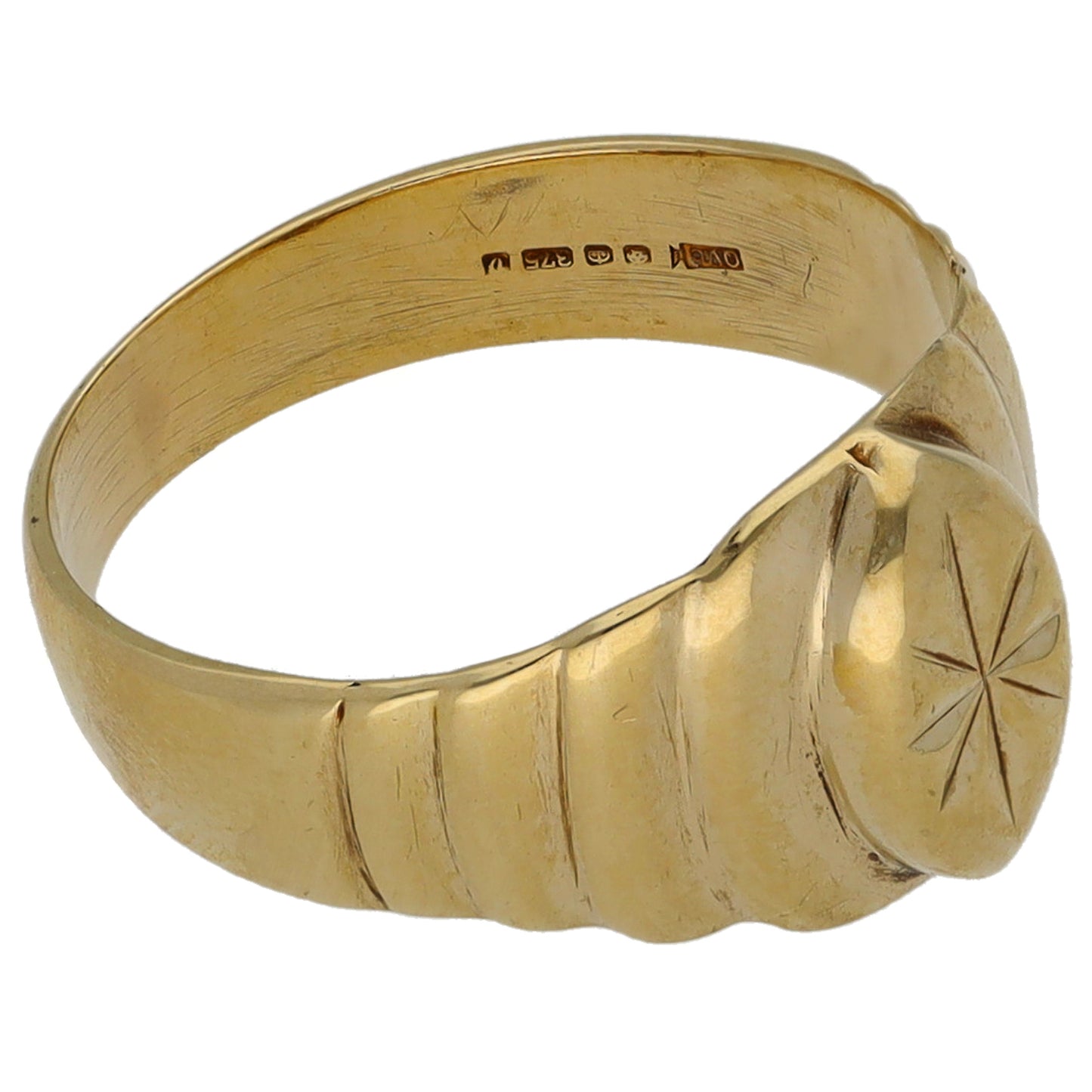 9ct Gold Patterned Signet Ring Size N