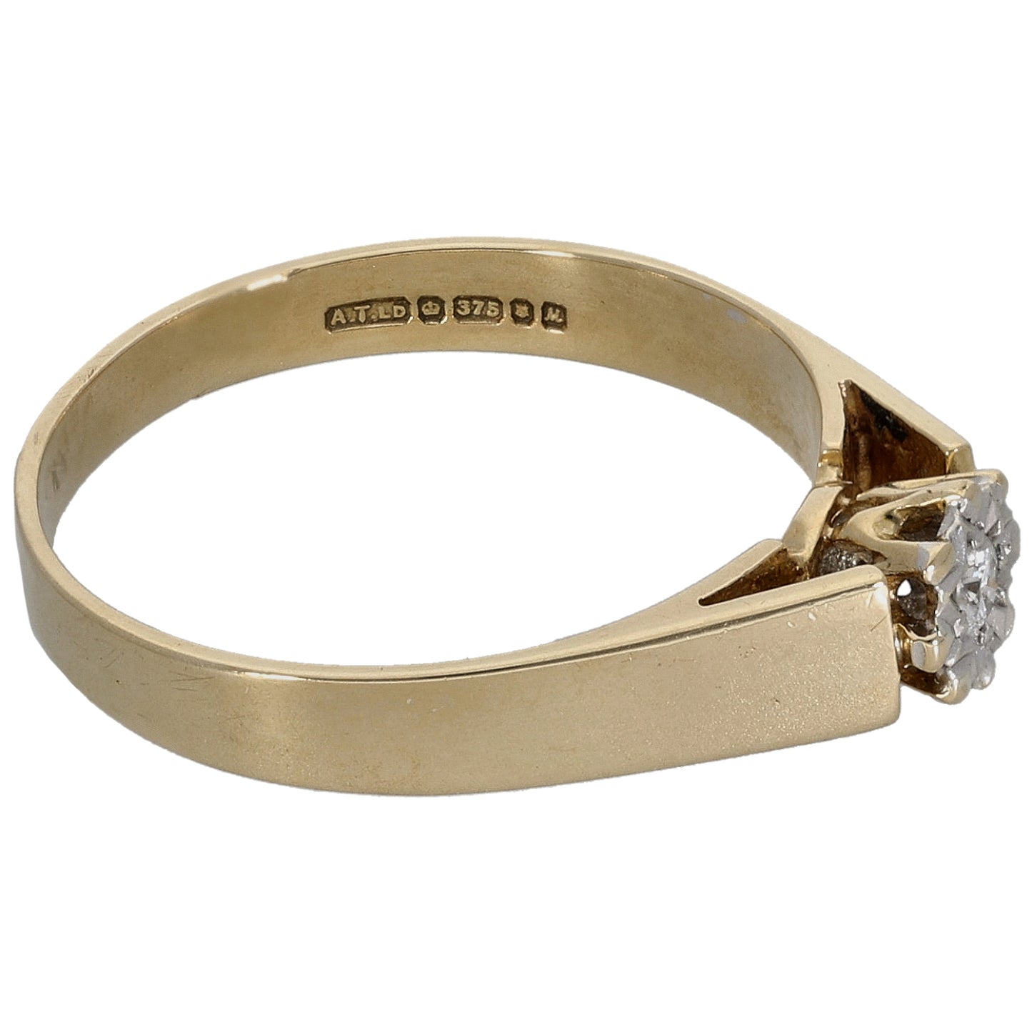 9ct Gold 0.05ct Diamond Solitaire Ring Size P
