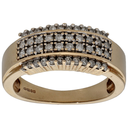 9ct Gold 0.32ct Diamond Dress/Cocktail Ring Size N