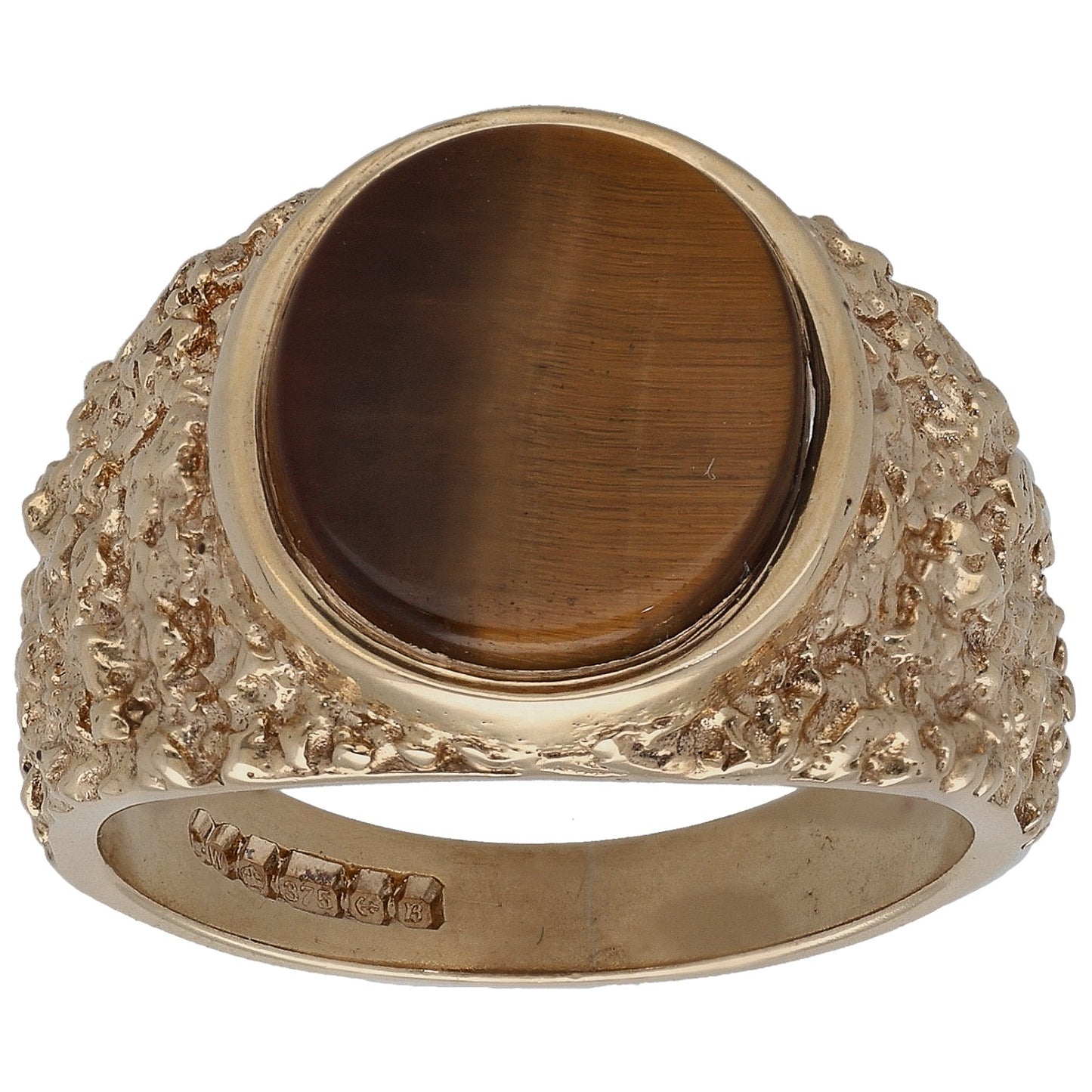 9ct Gold Tiger's Eye Single Stone Ring Size R