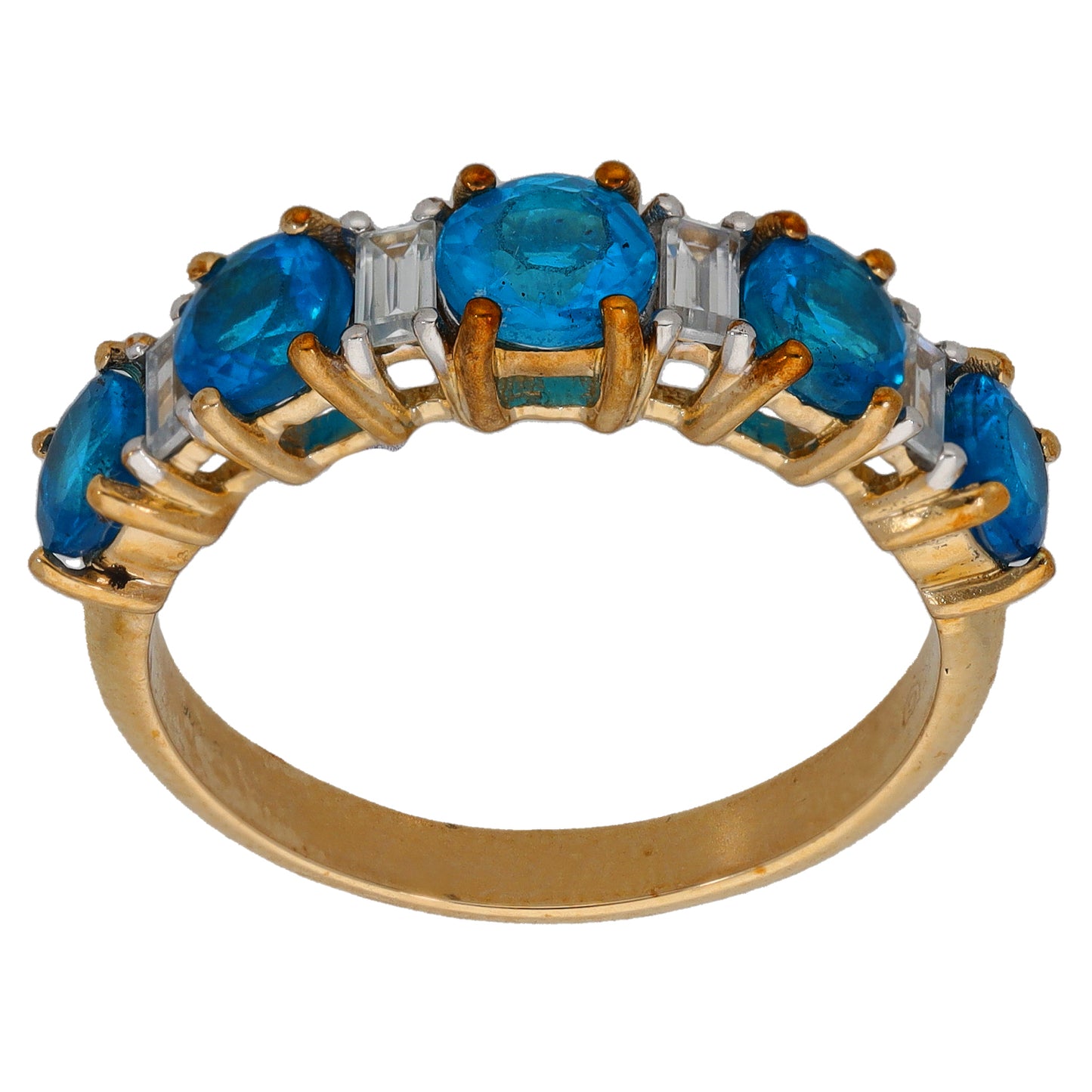 9ct Gold Apatite & Imitation Half Eternity Ring Size L