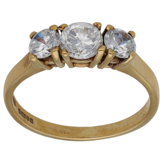 9ct Gold Cubic Zirconia Three Stone Ring Size K
