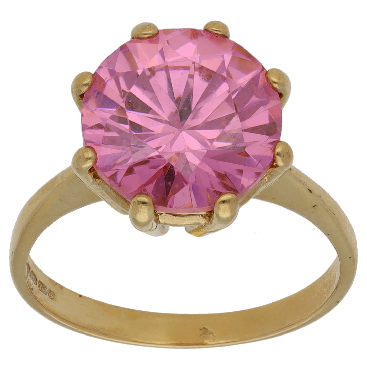 9ct Gold Cubic Zirconia Single Stone Ring Size P
