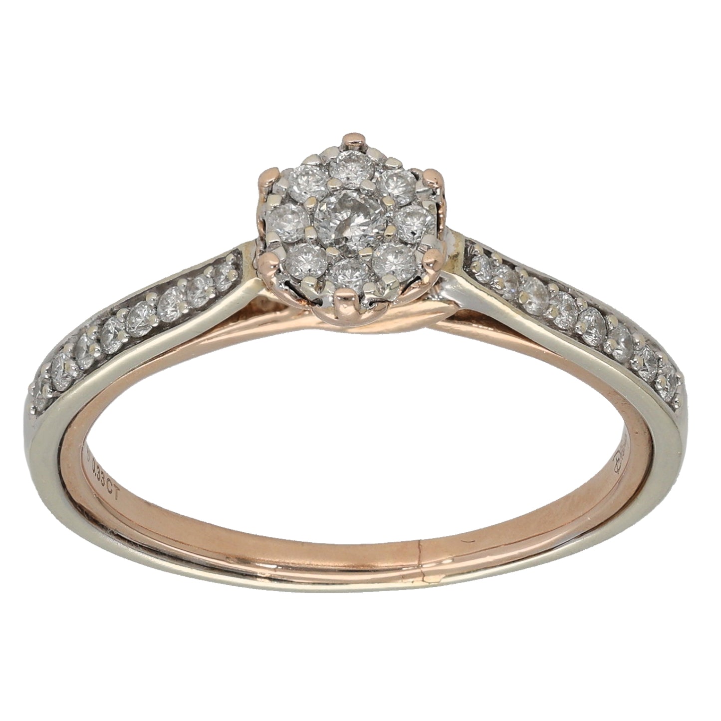 9ct Gold 0.33ct Diamond Cluster Ring Size S