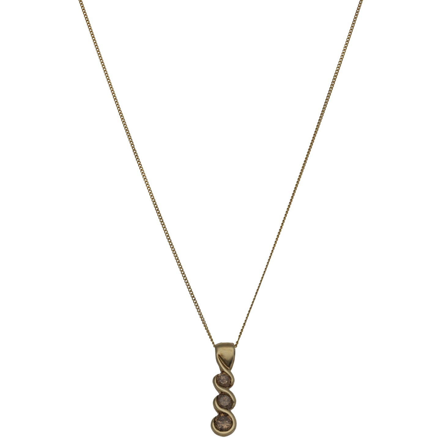 9ct Gold 0.30ct Diamond Three Stone Pendant With Chain