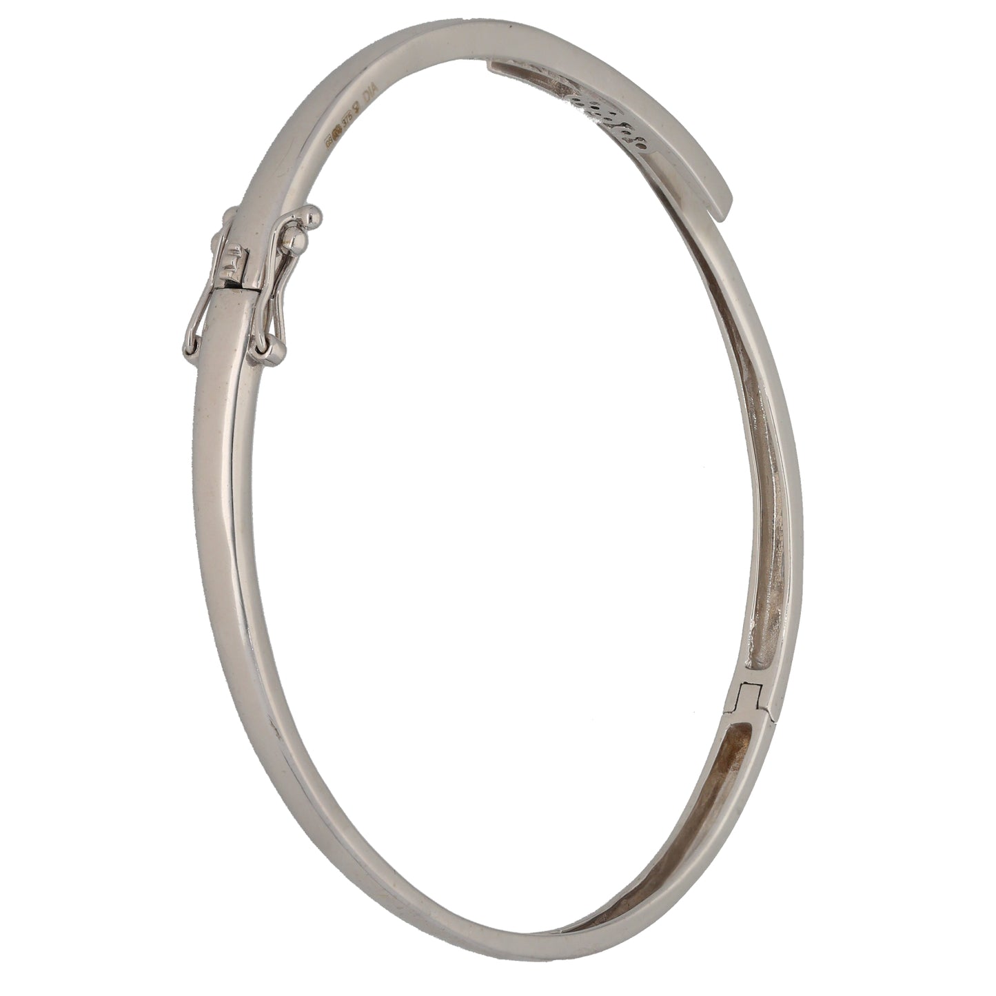 9ct White Gold 0.10ct Diamond Hinged/Clasp Bangle