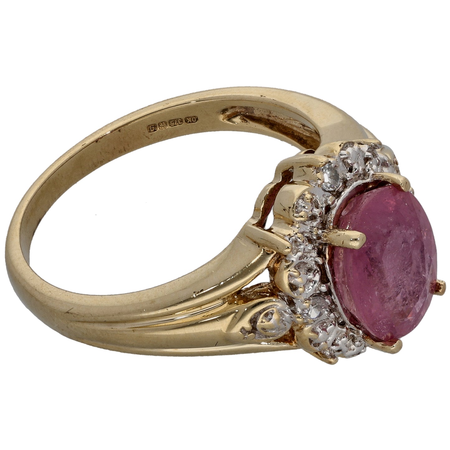 9ct Gold Sapphire & Cubic Zirconia Dress/Cocktail Ring Size N