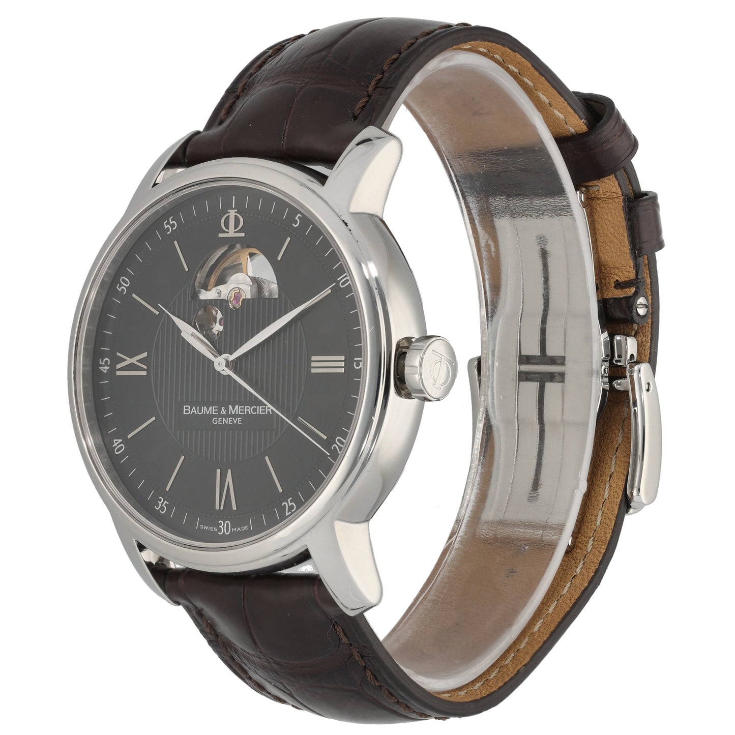 Baume Et Mercier Classima Open Heart 65558 42mm Stainless Steel Watch