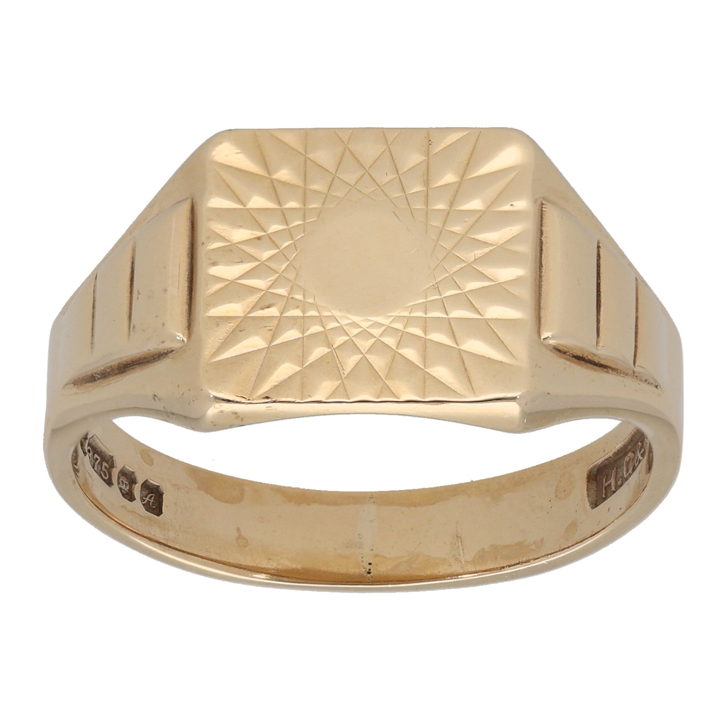 9ct Gold Patterned Signet Ring Size X