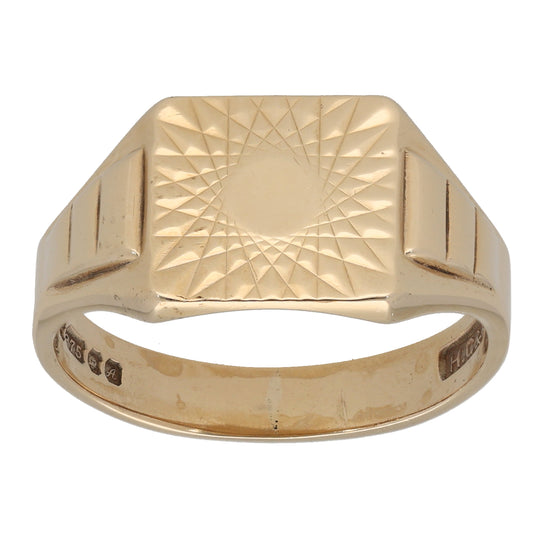 9ct Gold Patterned Signet Ring Size X