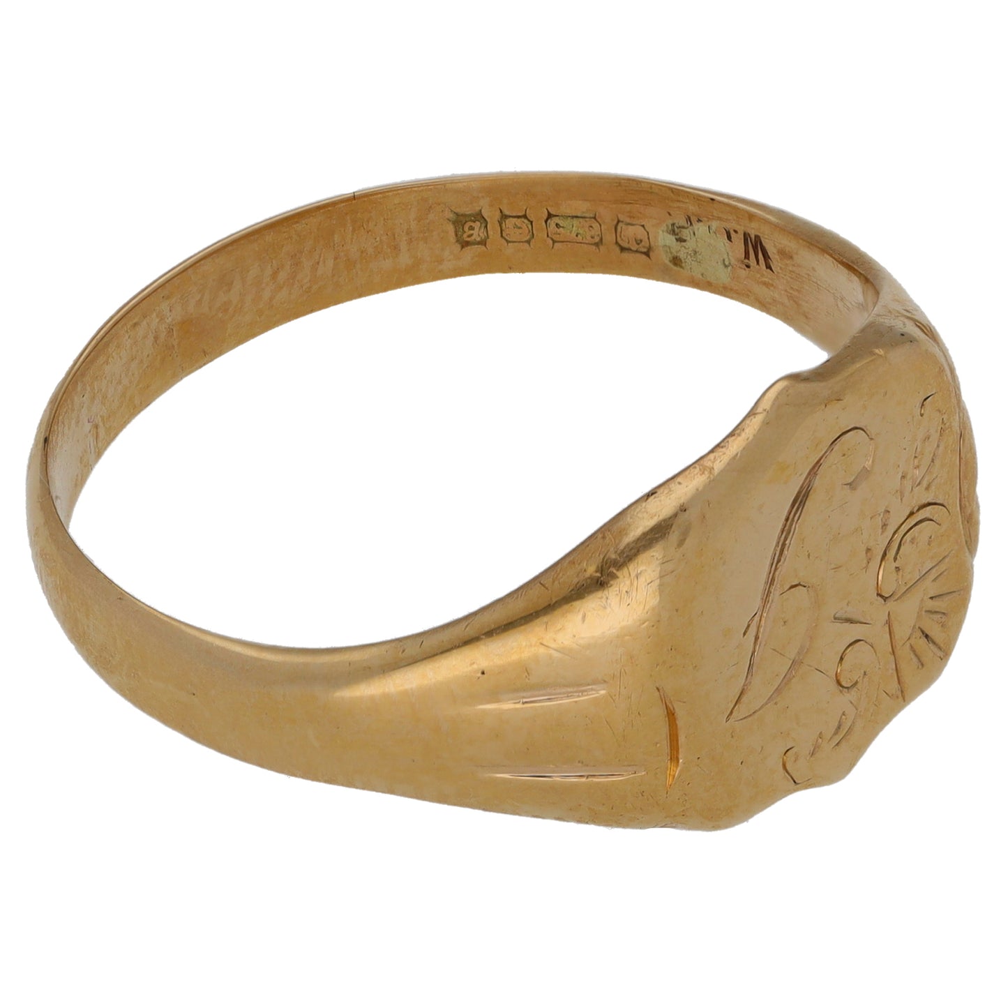 9ct Gold Patterned Signet Ring Size Z