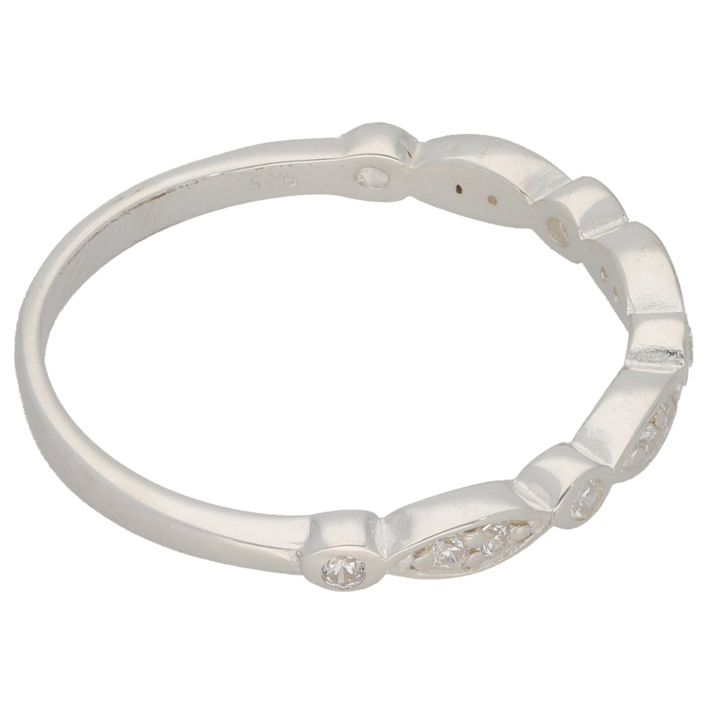 New Sterling Silver Cubic Zirconia Half Eternity Ring