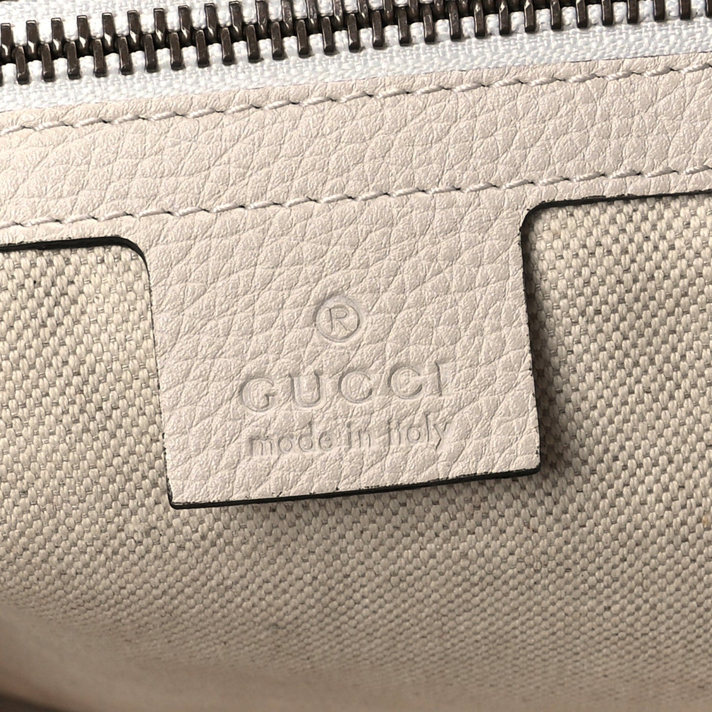 Gucci Grained Calfskin Logo Half Moon Hobo Bag - White