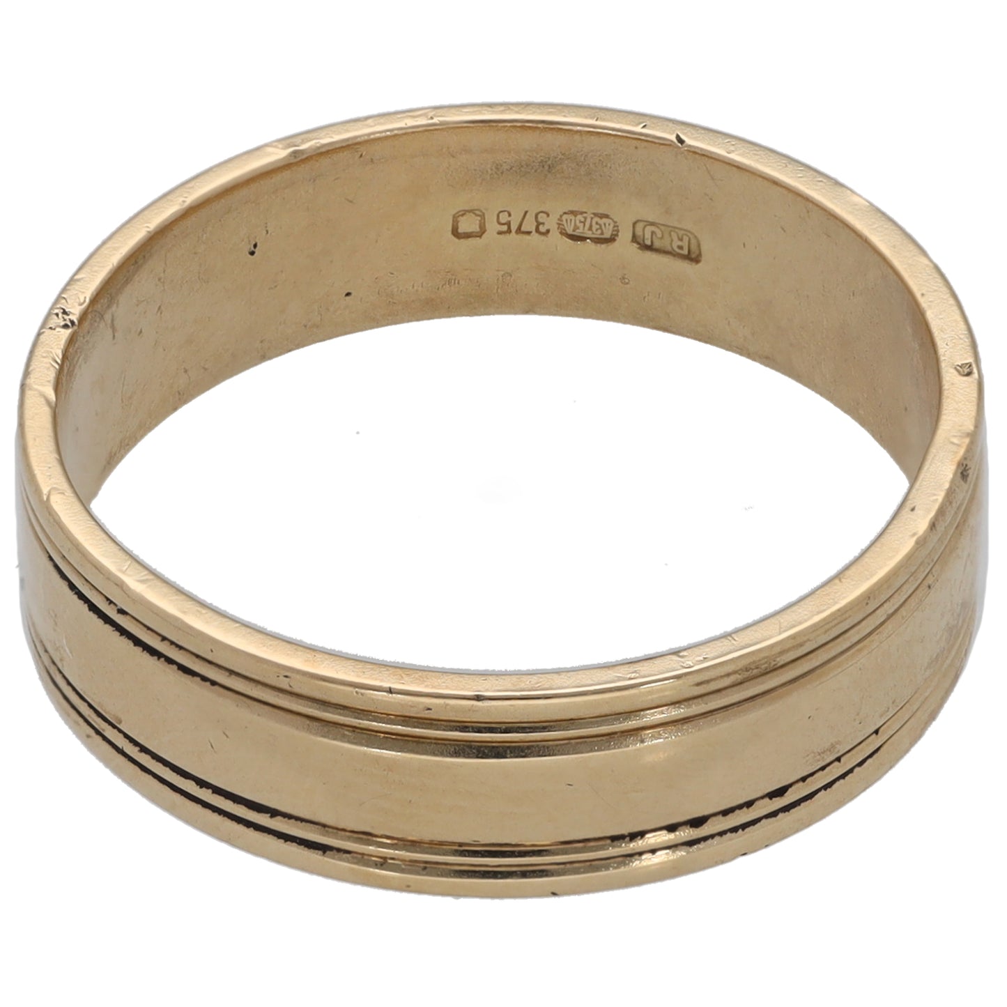 9ct Gold Patterned Wedding Ring Size O