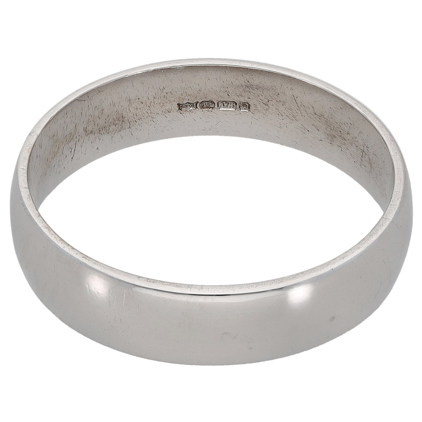 9ct White Gold Plain Wedding Ring Size S