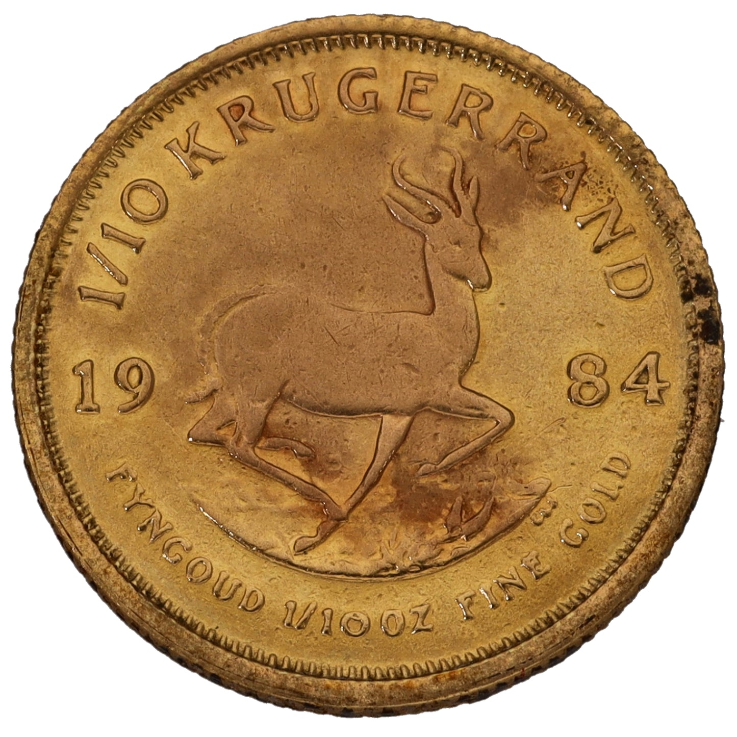 22ct Gold 1/10 OZ Krugerrand Coin 1984