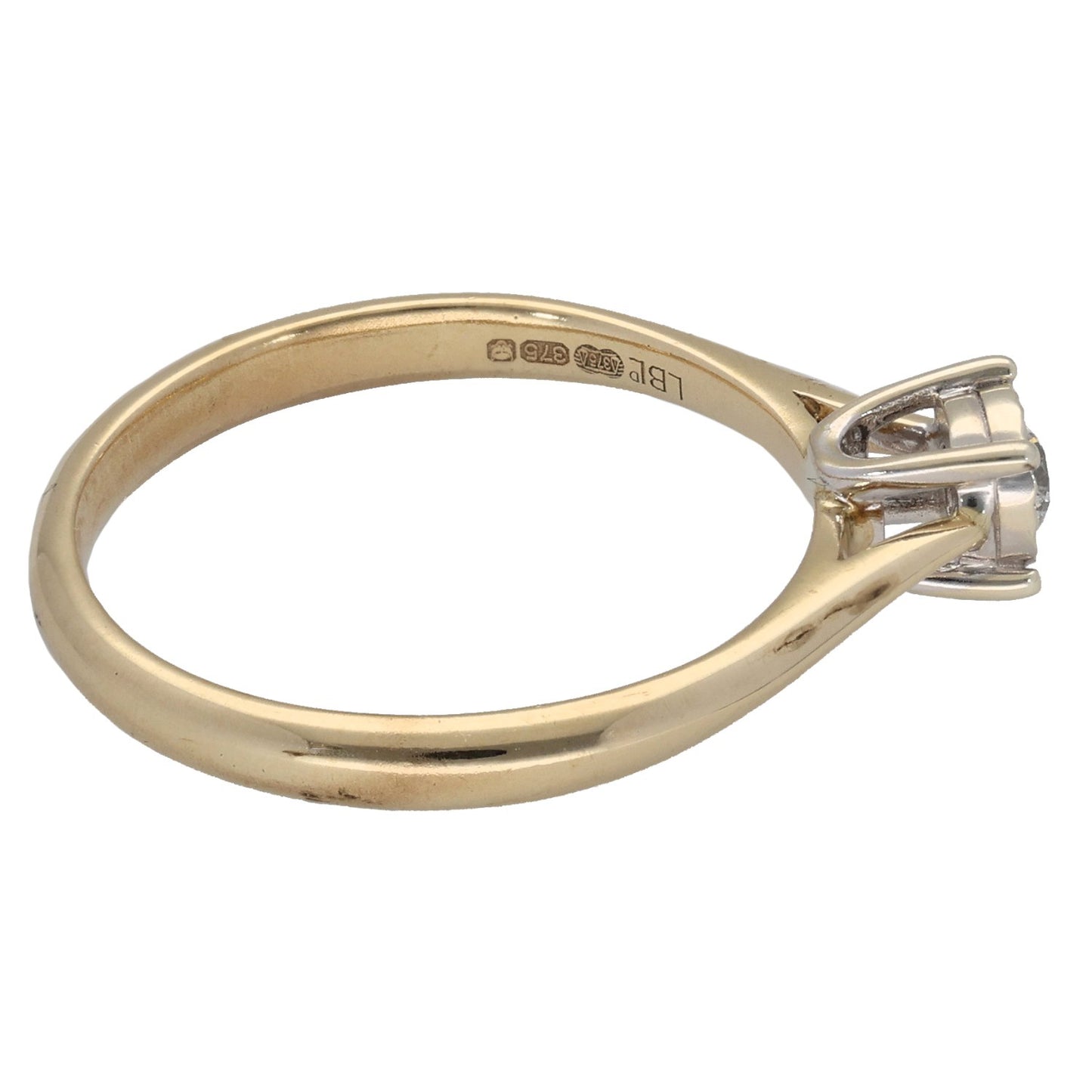 9ct Gold 0.10ct Diamond Solitaire Ring Size P