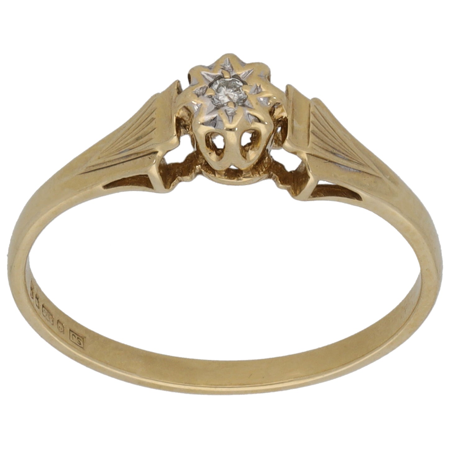 9ct Gold 0.02ct Diamond Solitaire Ring Size O