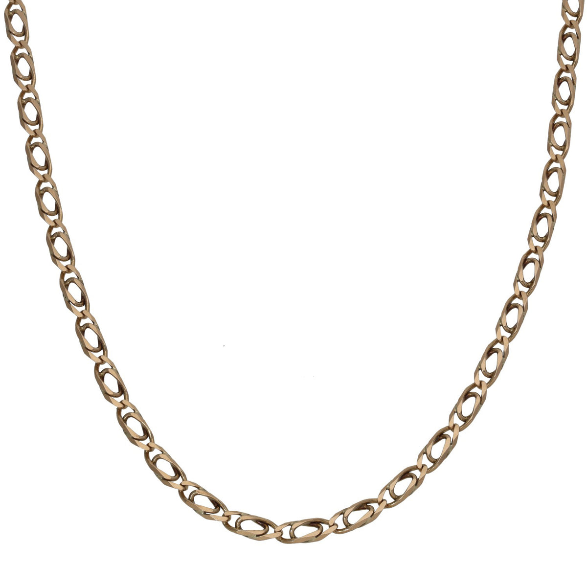 Gold curb-link chain necklace, 18-inch length, oval links