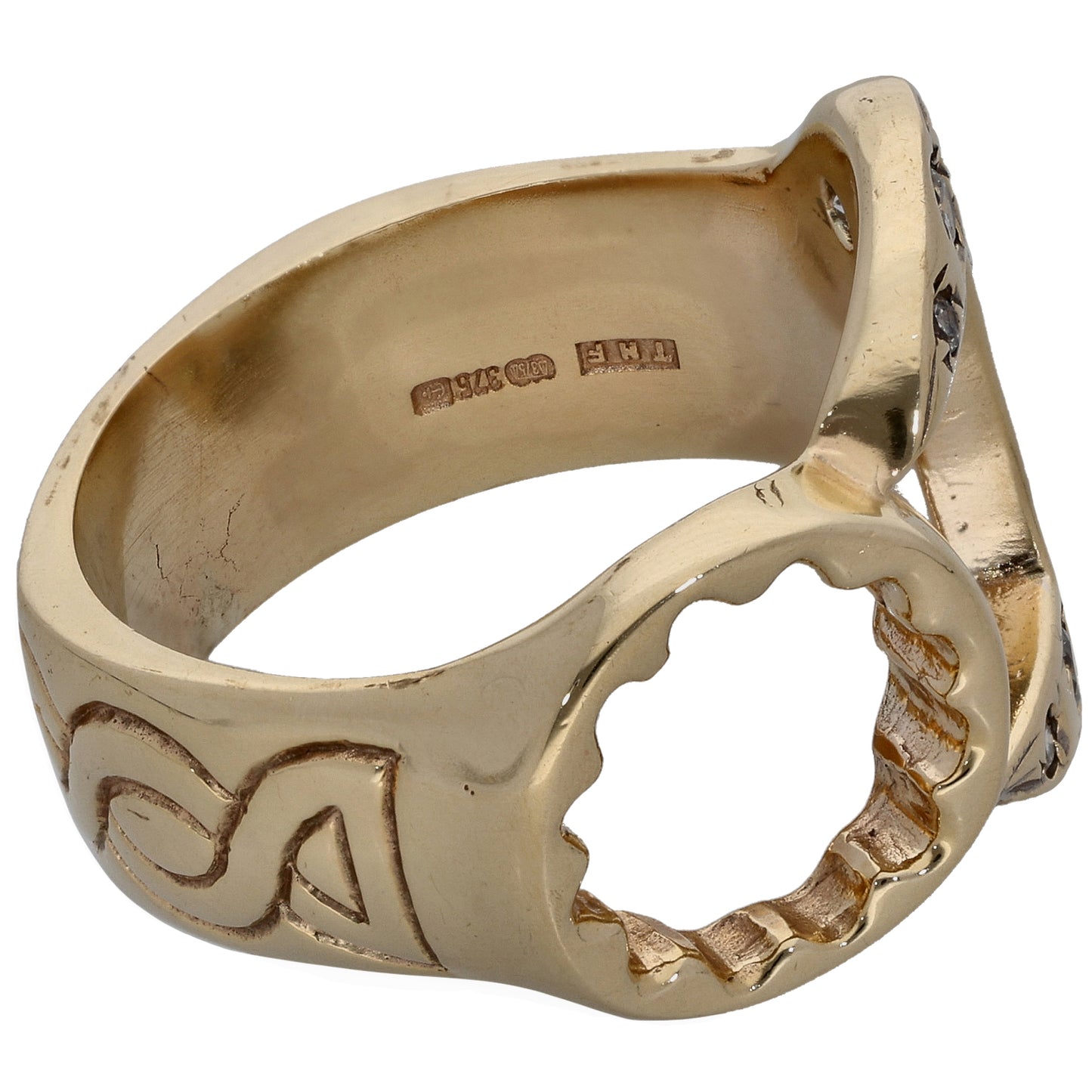 9ct Gold Cubic Zirconia Spanner Ring Size Y