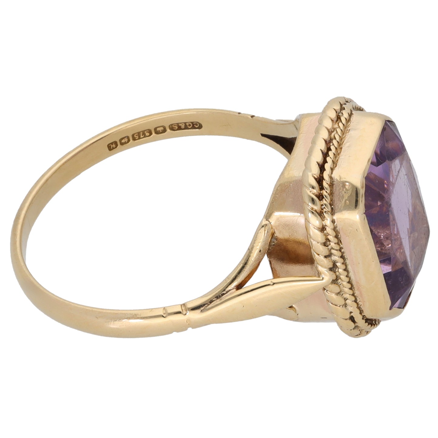 9ct Gold Amethyst Single Stone Ring Size M