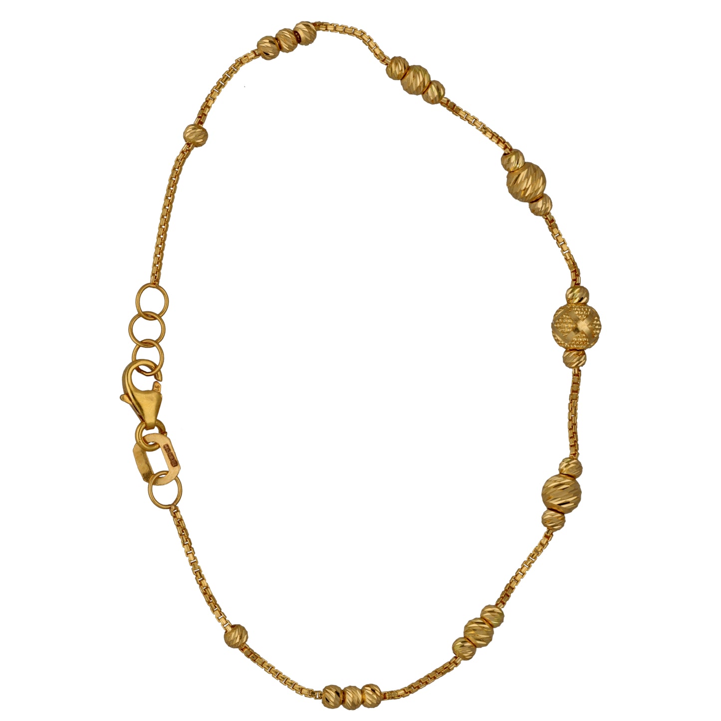 New 22ct Gold Beaded Station Bracelet