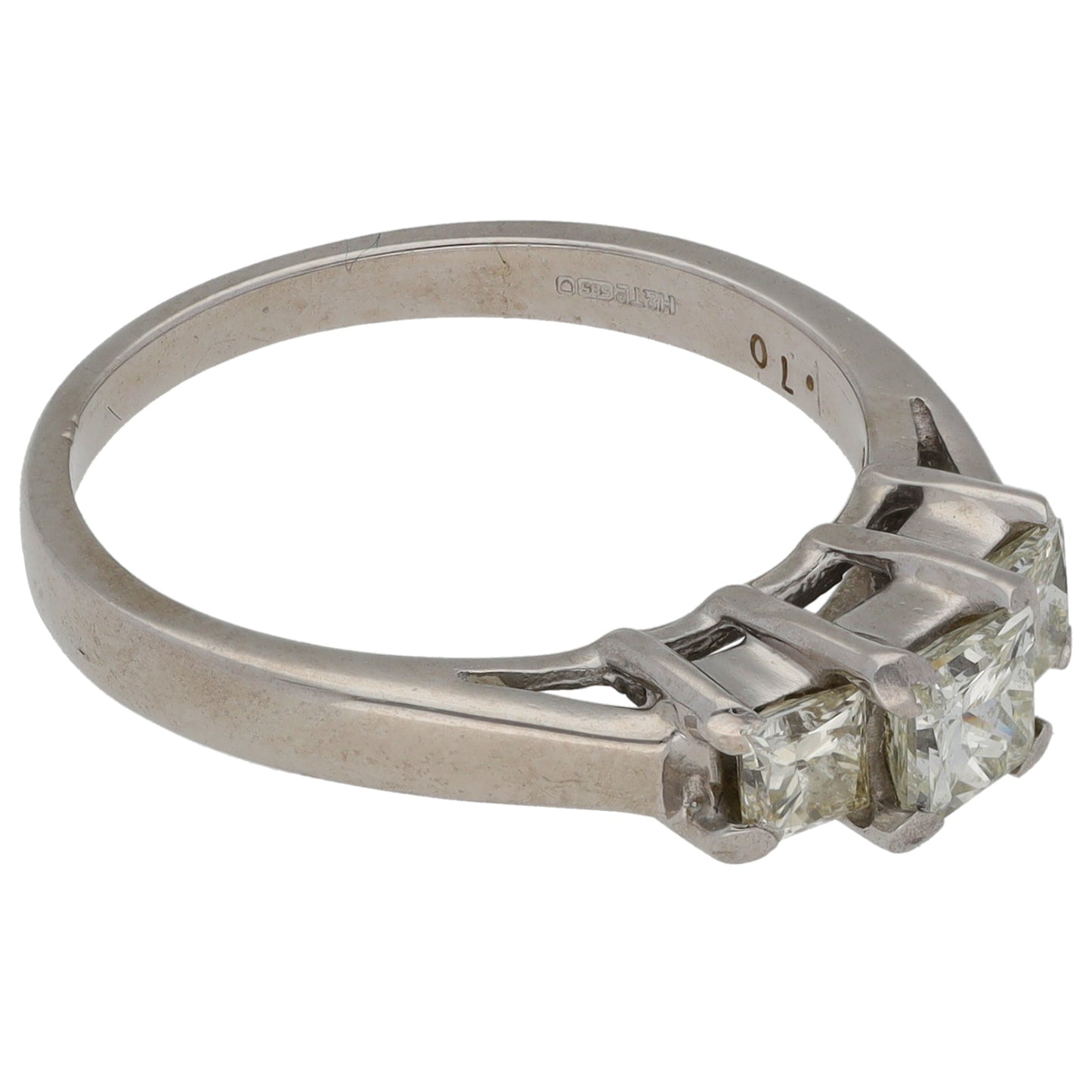 14ct White Gold 0.70ct Diamond Trilogy Ring Size M