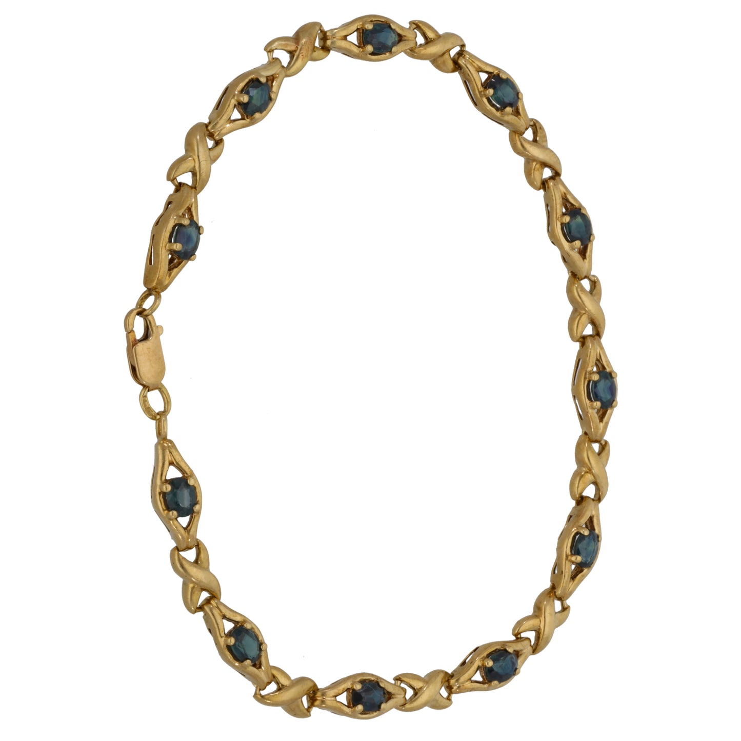 9ct Gold Sapphire Fancy Stone Set Bracelet