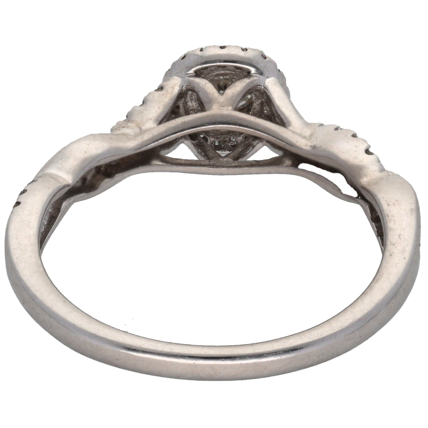 9ct White Gold 0.17ct Diamond Solitaire Ring With Accent Stones Size L