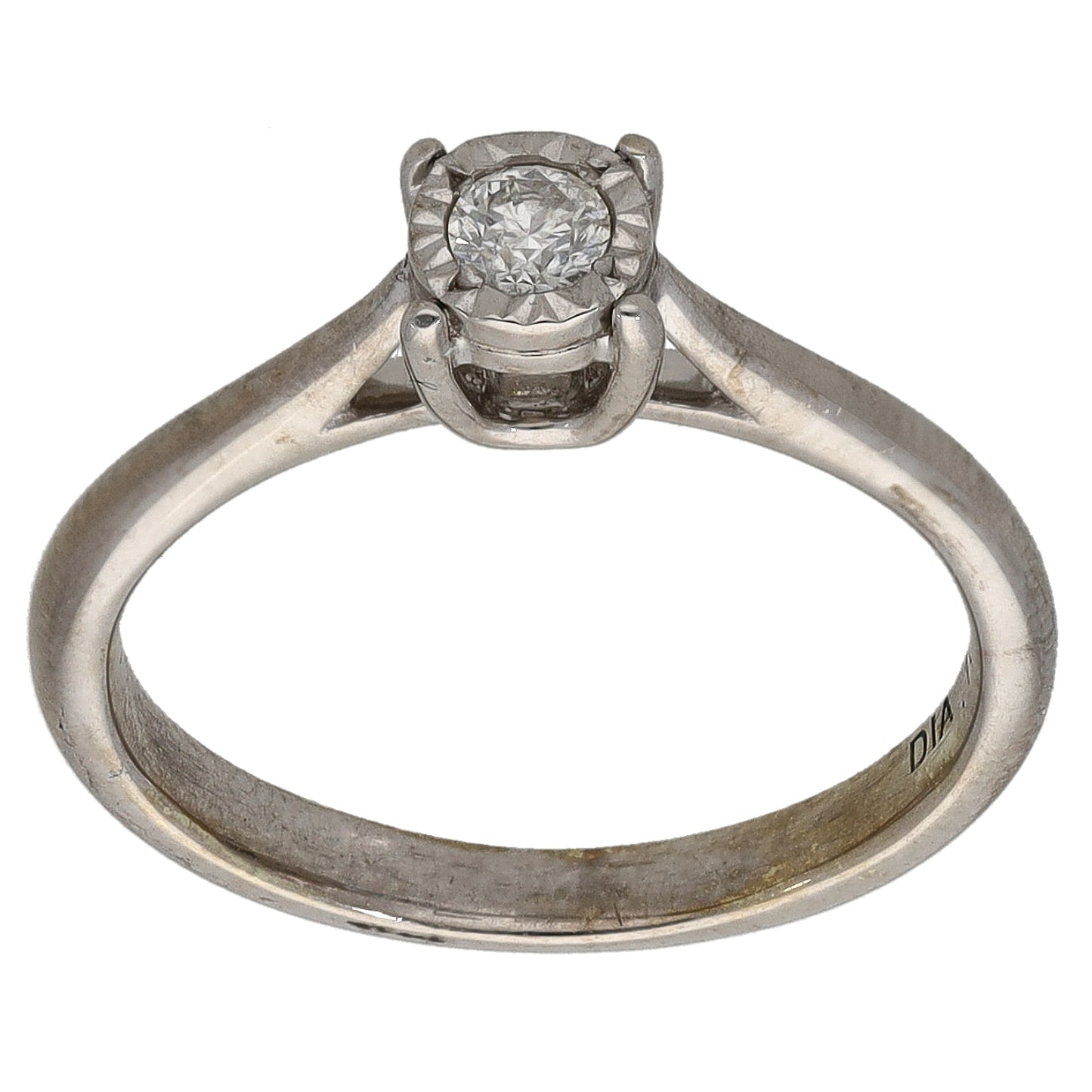 9ct White Gold 0.10ct Diamond Solitaire Ring Size J