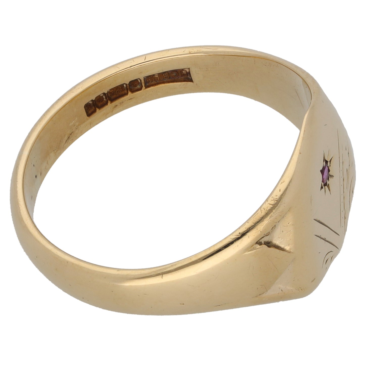 9ct Gold Ruby Signet Ring Size Y