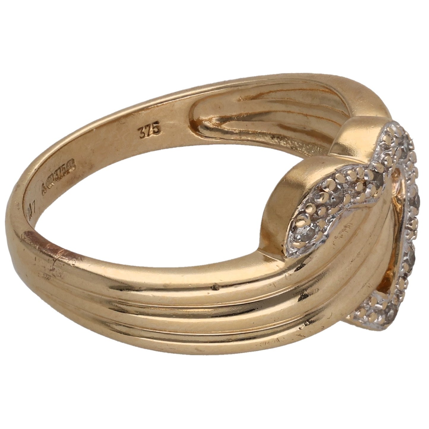 9ct Gold 0.07ct Diamond Heart Ring Size Q