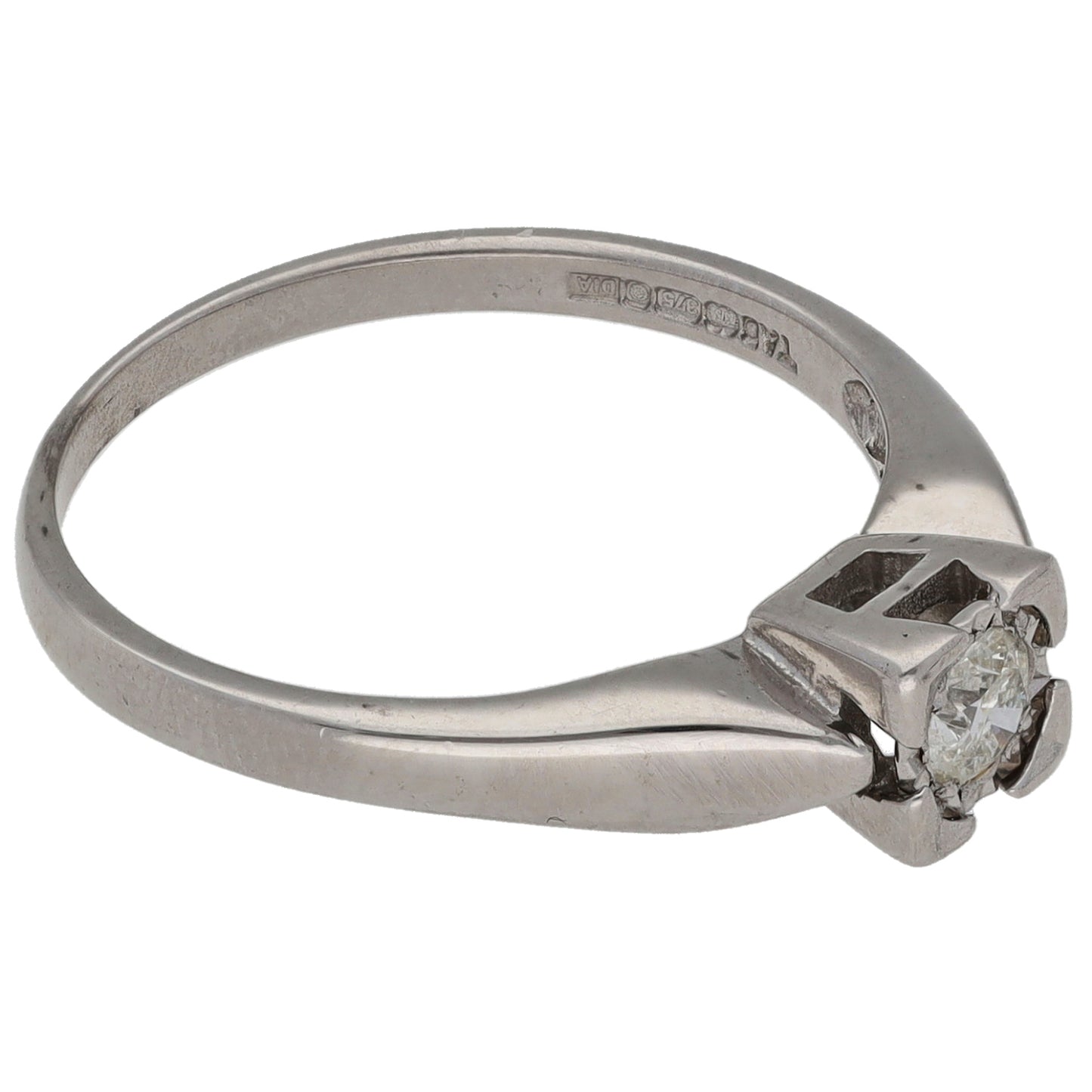 9ct White Gold 0.15ct Diamond Solitaire Ring Size N
