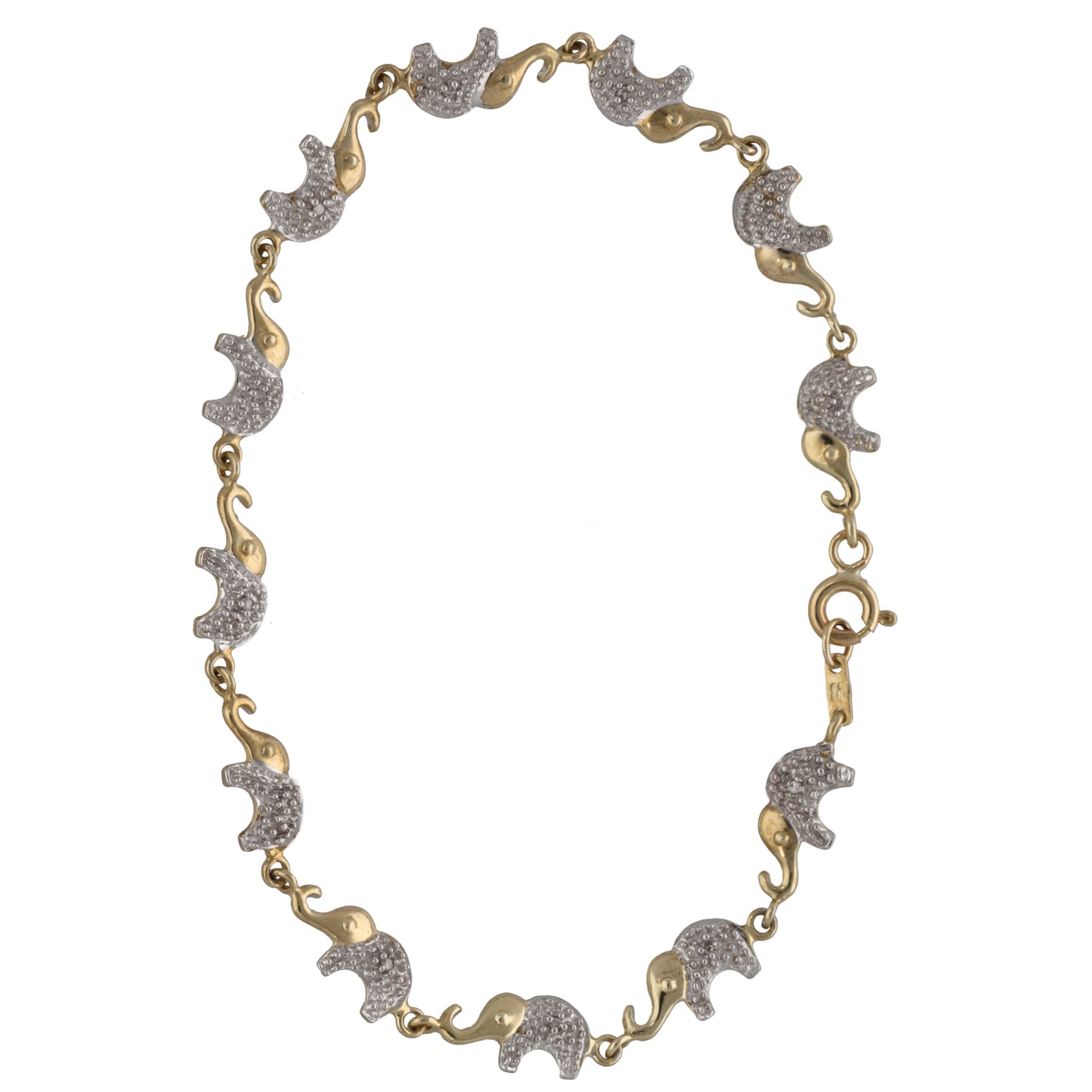 9ct Gold 0.06ct Diamond Fancy Elephant Stone Set Bracelet