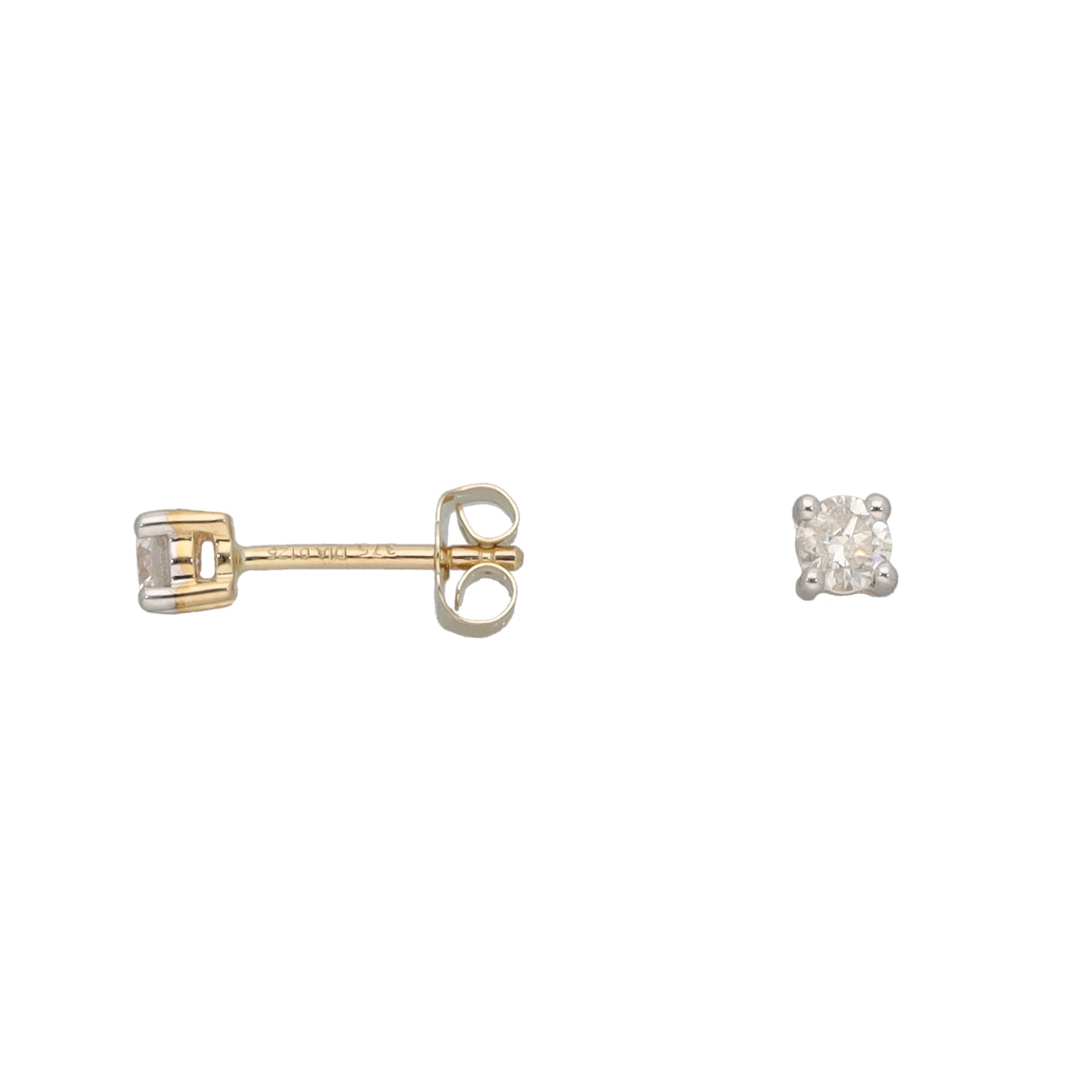 New 9ct Gold 0.25ct Diamond Solitaire Earrings