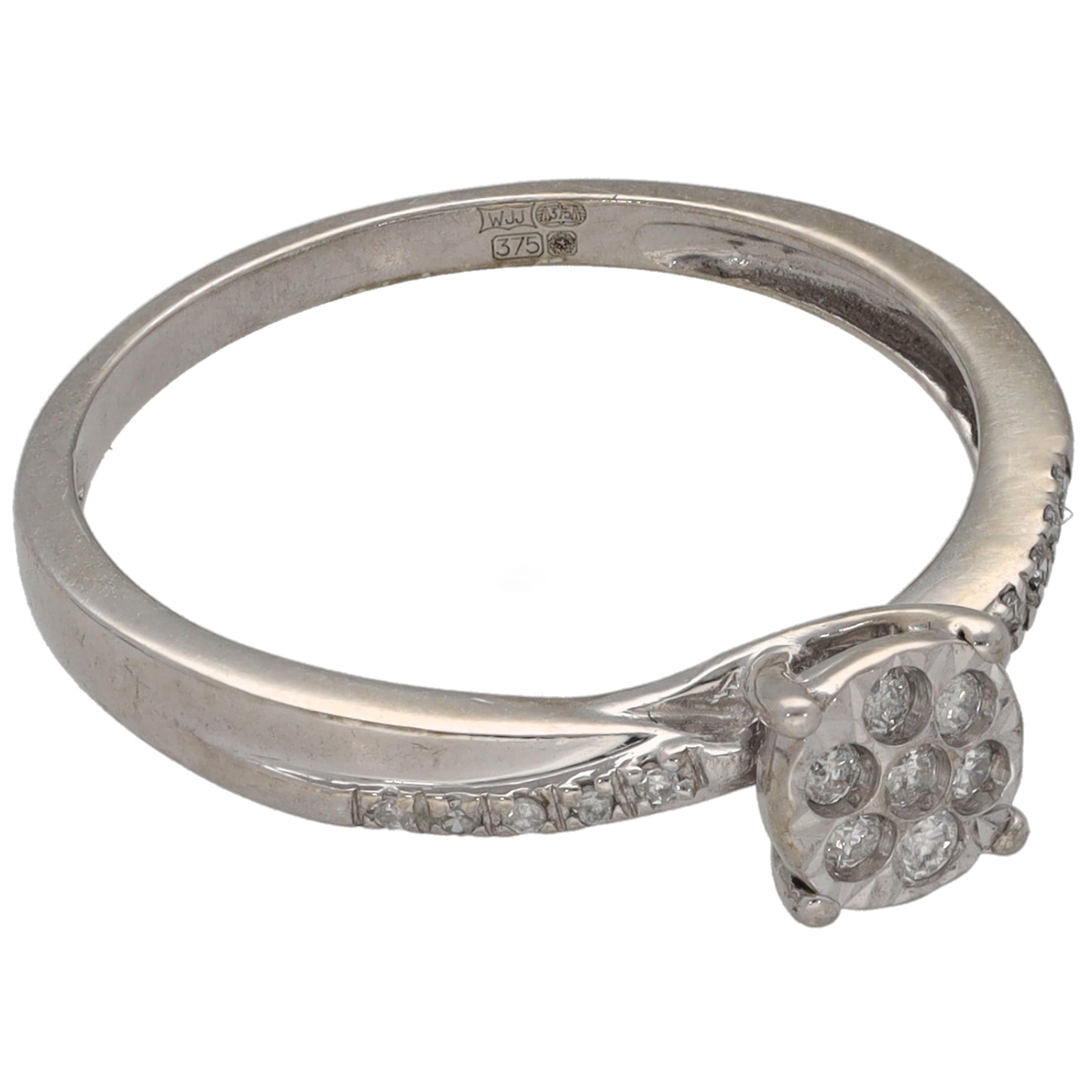 9ct White Gold 0.10ct Diamond Cluster Ring Size L