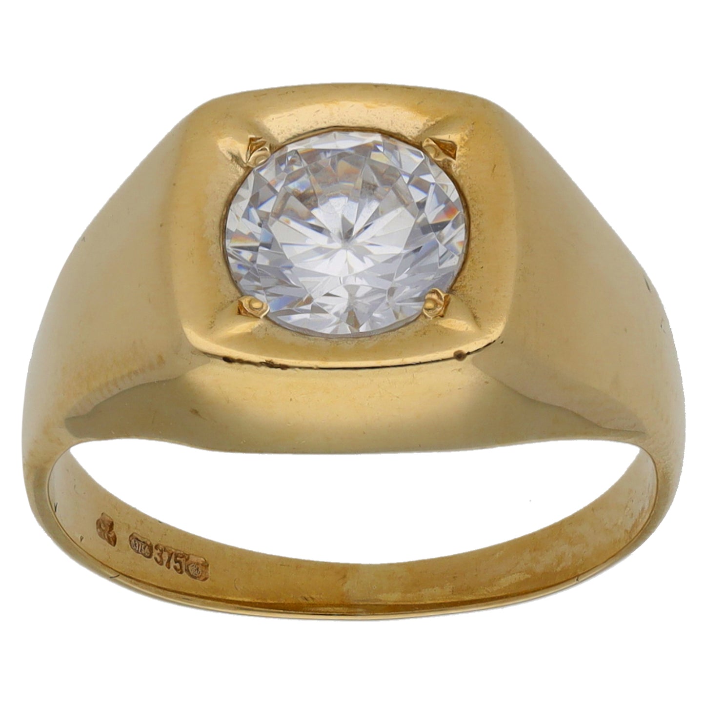 9ct Gold Cubic Zirconia Single Stone Ring Size K