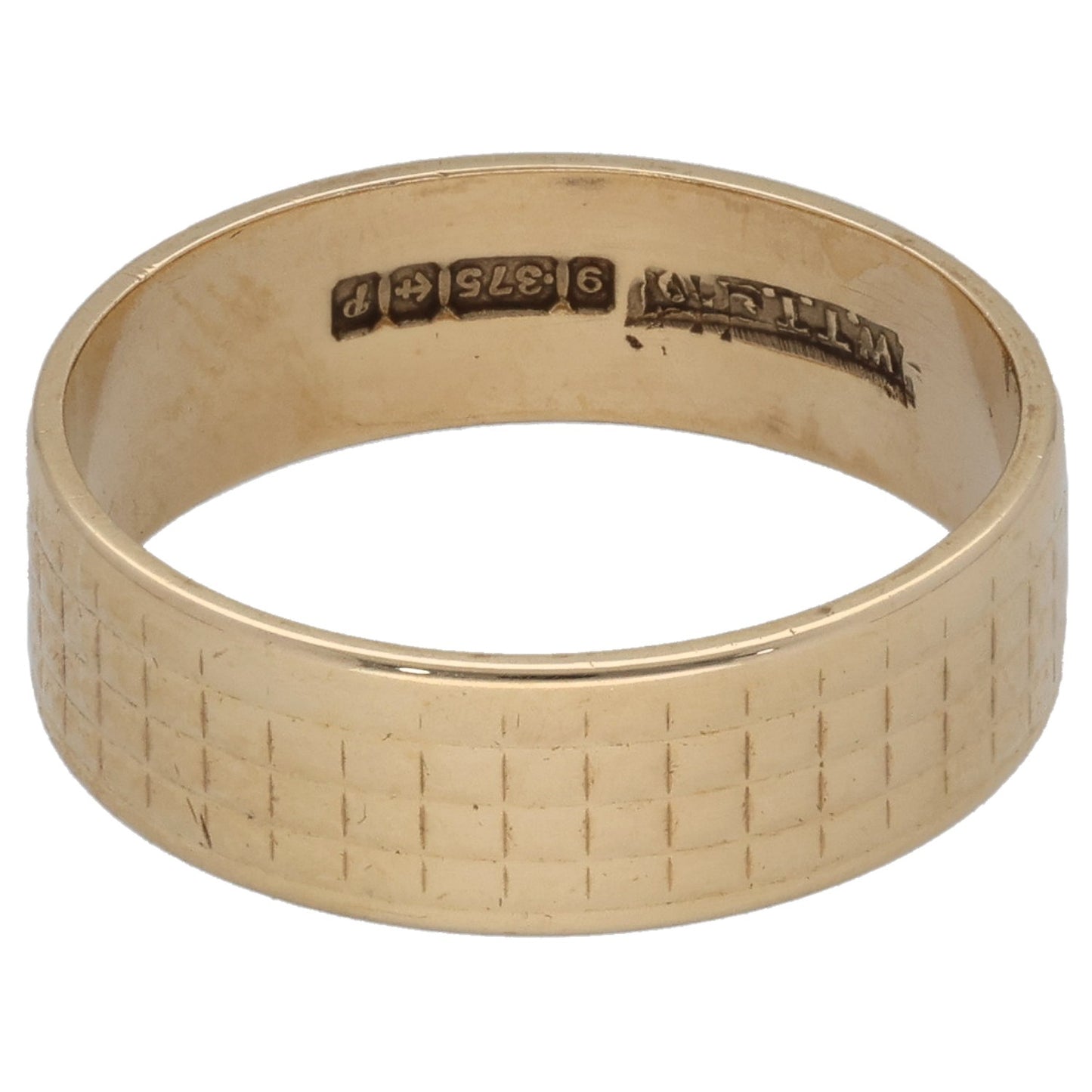 9ct Gold Patterned Wedding Ring Size L