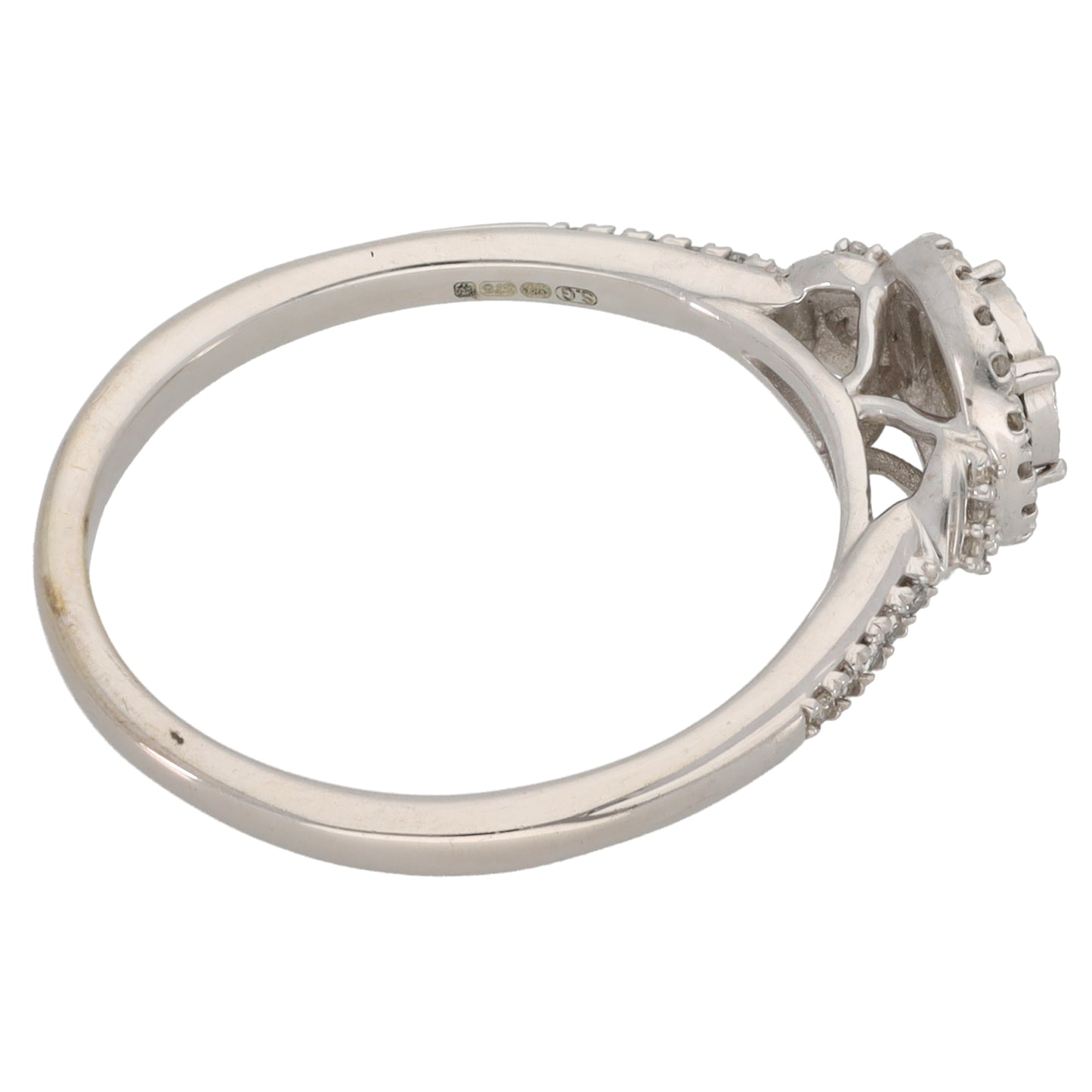 9ct White Gold 0.25ct Diamond Halo Ring Size N