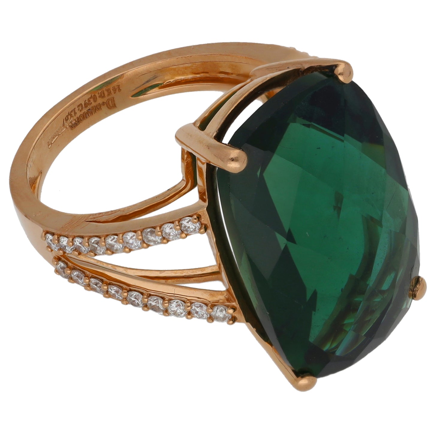 14ct Gold 0.39ct Diamond & Quartz Dress/Cocktail Ring Size M