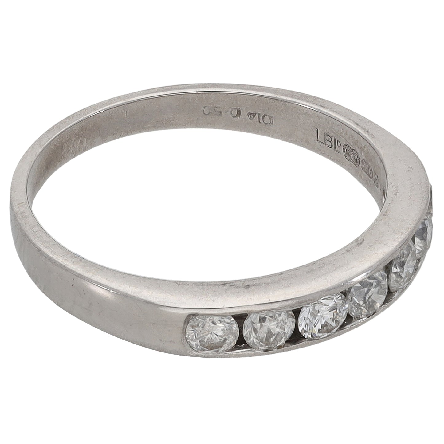 18ct Gold 0.50ct Diamond Half Eternity Ring Size M
