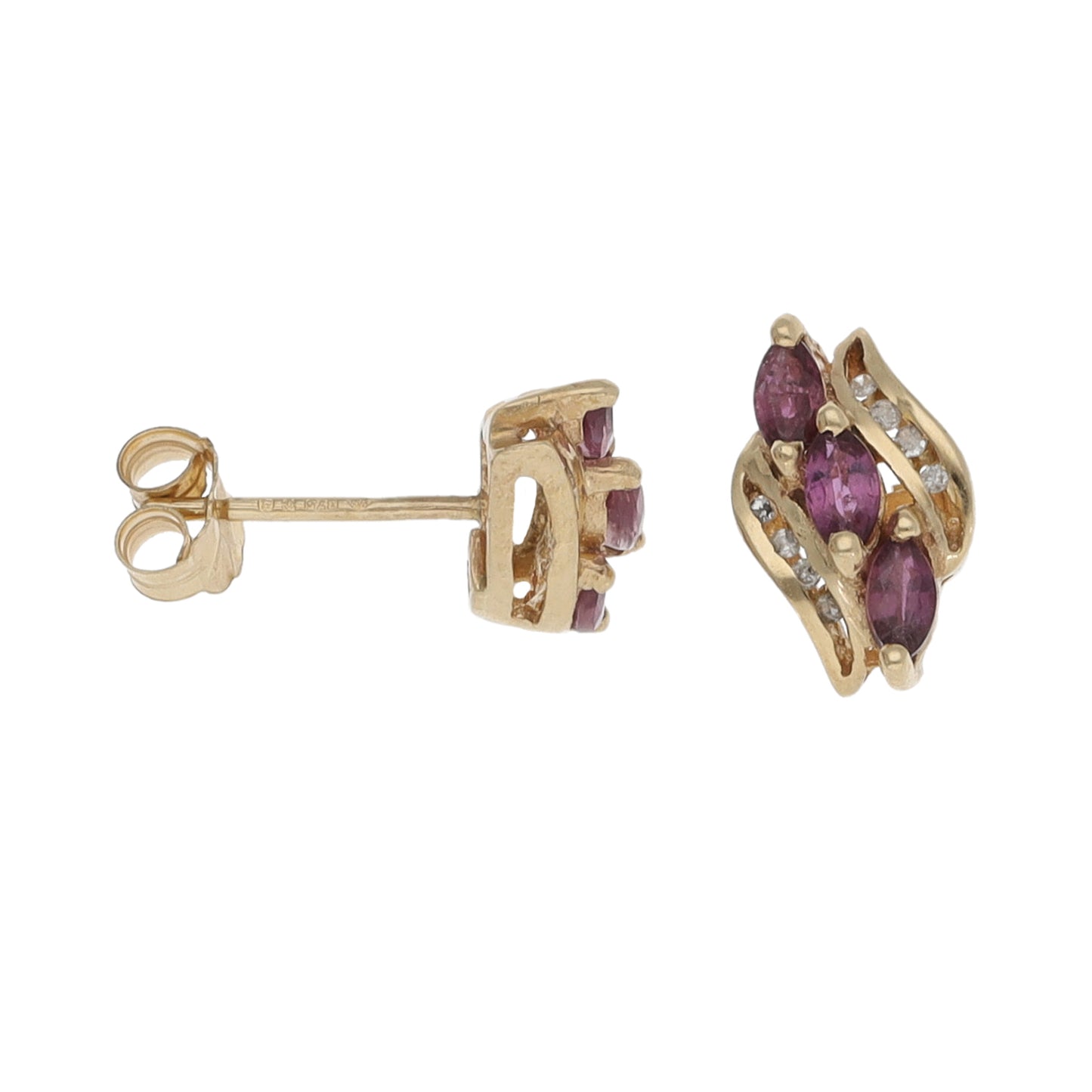 9ct Gold Ruby & 0.16ct Diamond Dress/Cocktail Earrings