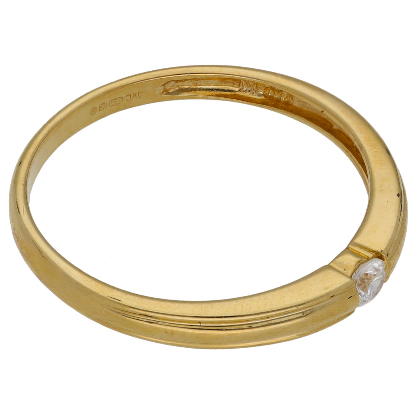 14ct Gold Cubic Zirconia Single Stone Ring Size T