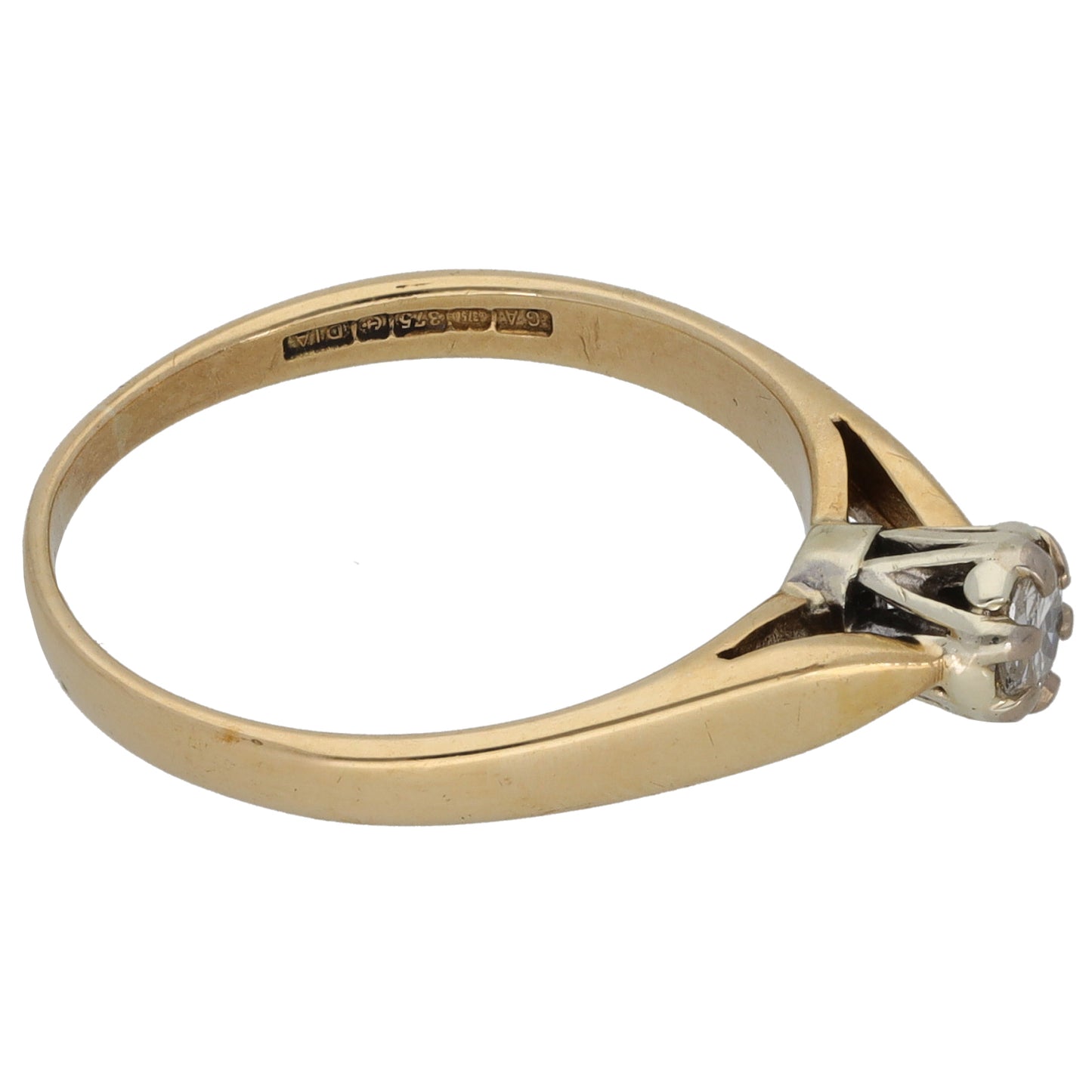 9ct Gold 0.15ct Diamond Solitaire Ring Size N
