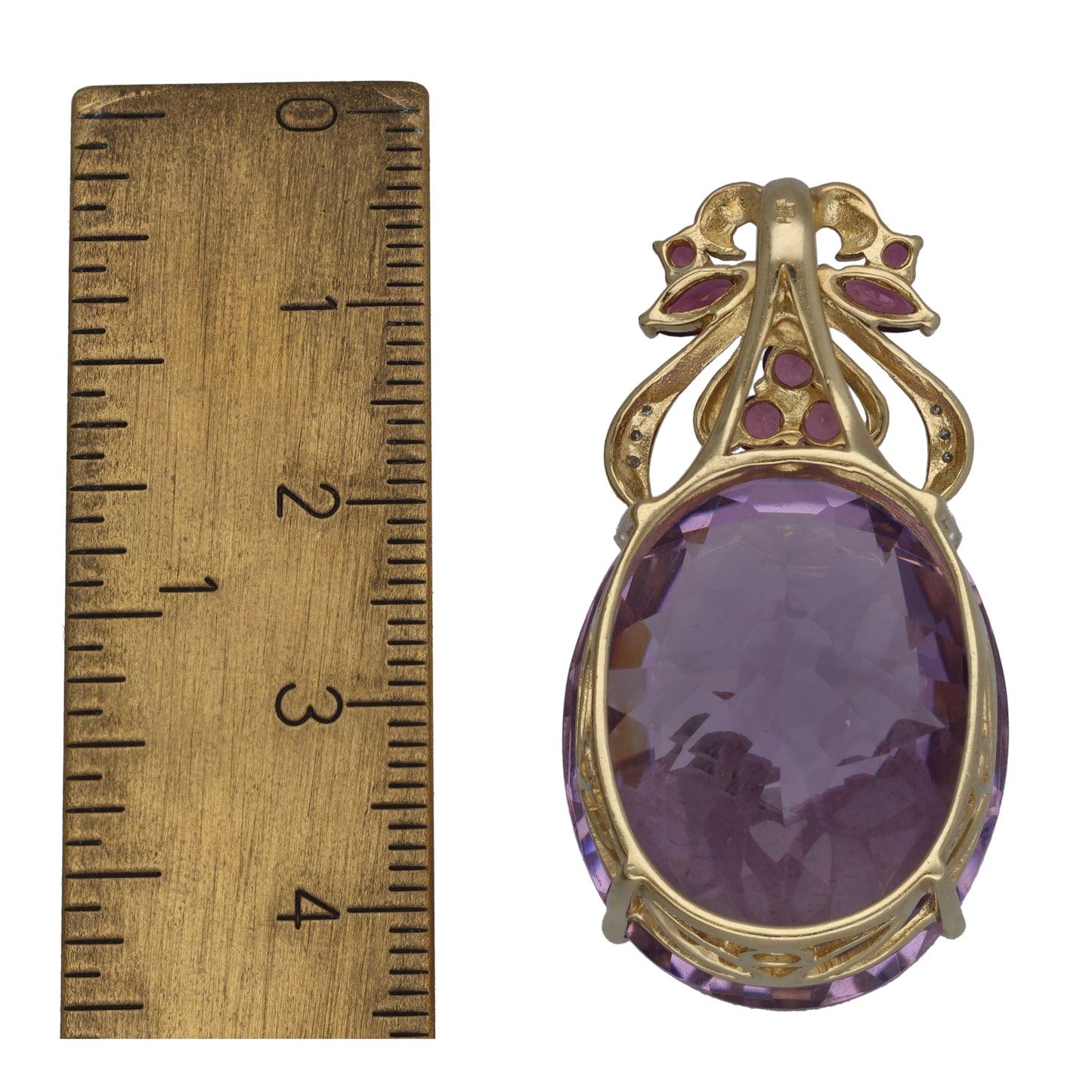 9ct Gold Amethyst & Tourmaline & 0.03ct Diamond Dress/Cocktail Pendant