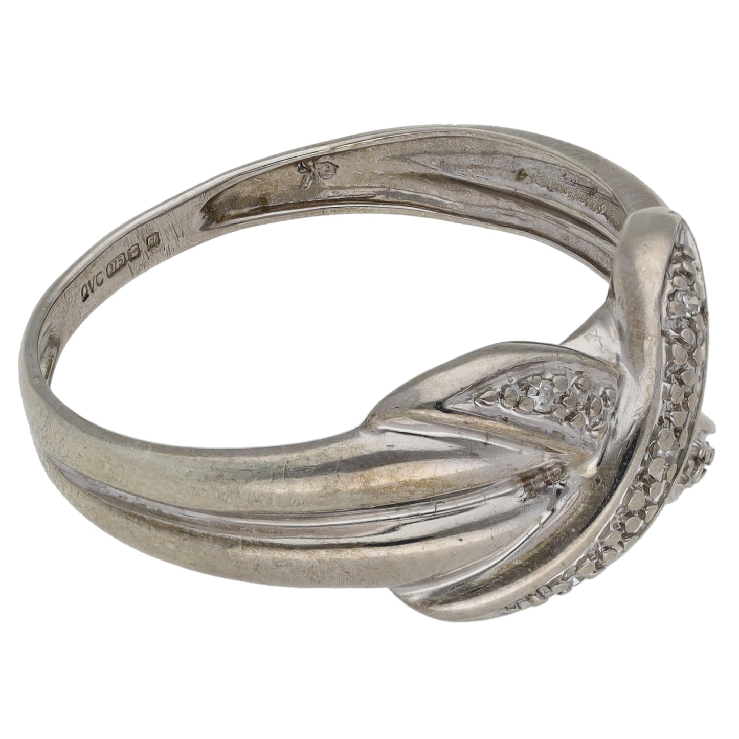 9ct White Gold 0.03ct Diamond Dress/Cocktail Ring Size S