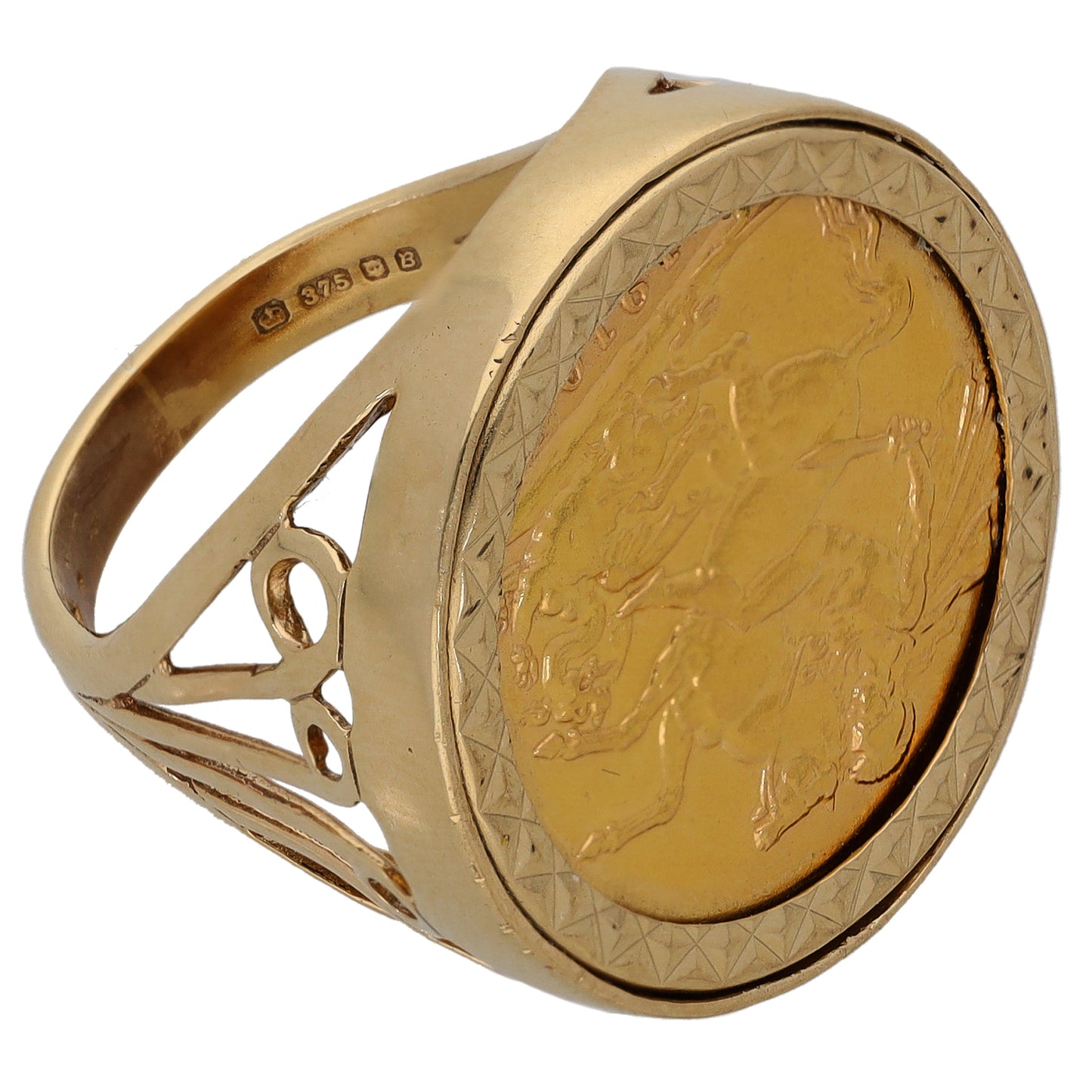 9ct Gold Full Sovereign Coin Ring Size N