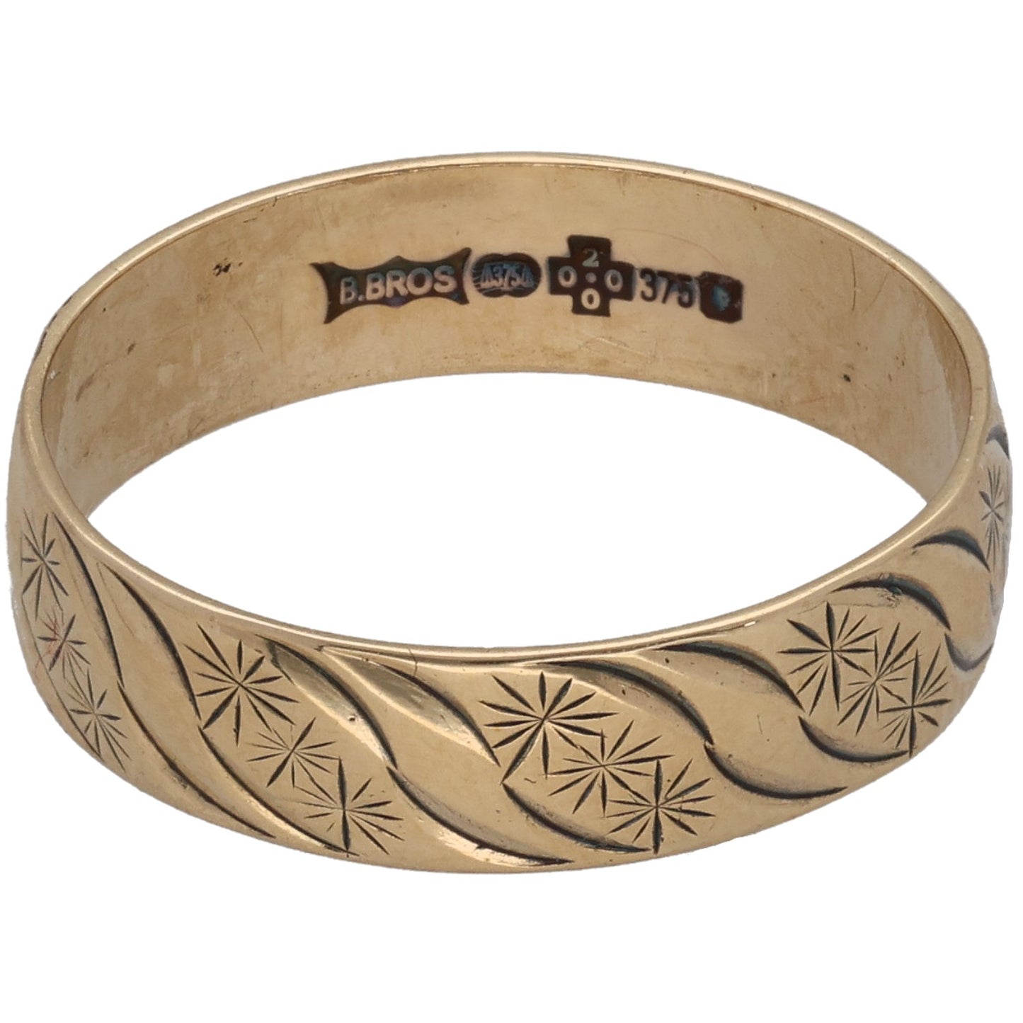 9ct Gold Patterned Wedding Ring Size M